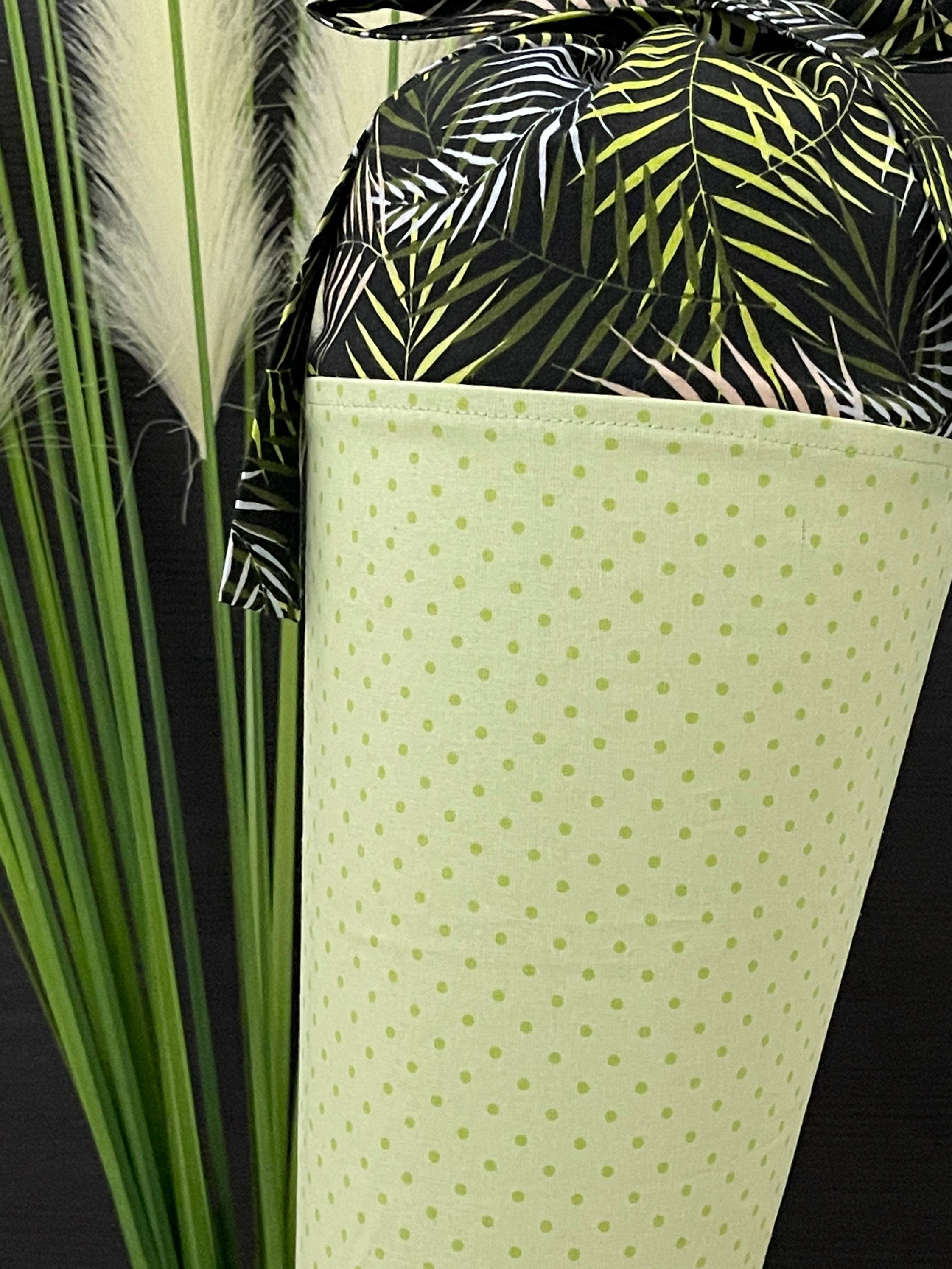 Schultüte Stoff Zuckertüte Einschulung 70cm Handmade - grün Punkte