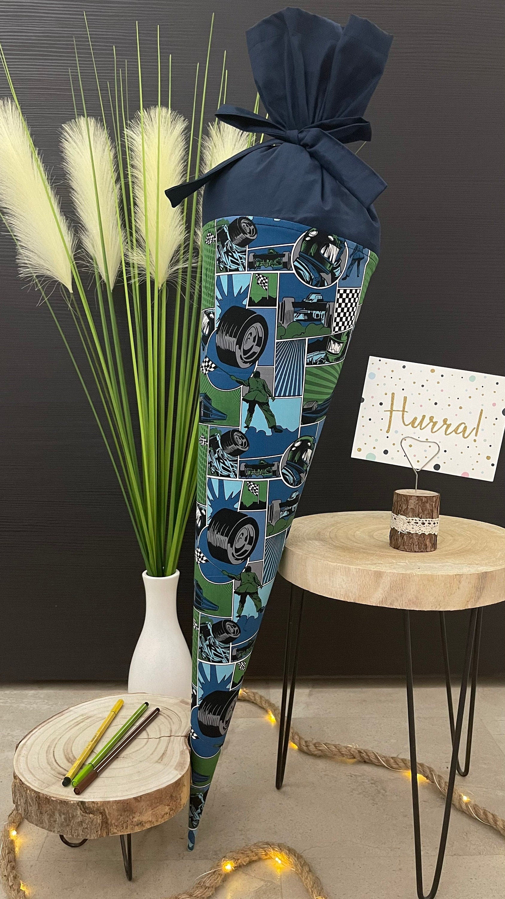 Schultüte Zuckertüte Einschulung Groß 70cm Handmade / Auto, Autorennen