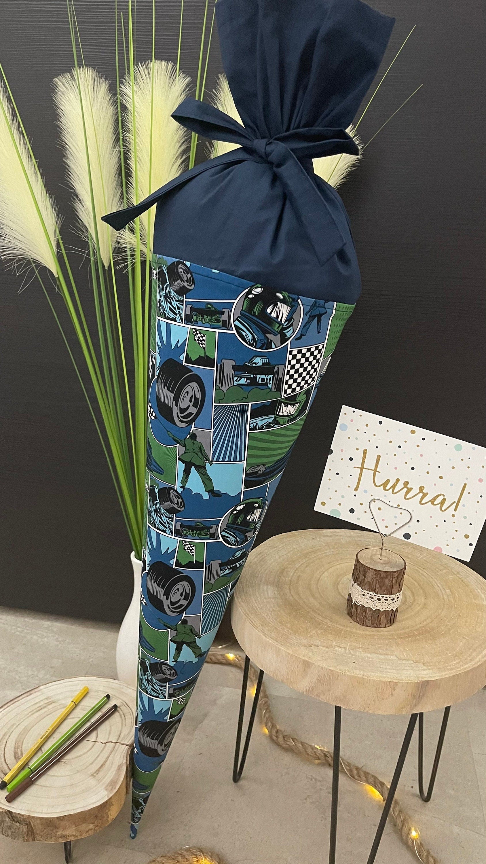 Schultüte Zuckertüte Einschulung Groß 70cm Handmade / Auto, Autorennen