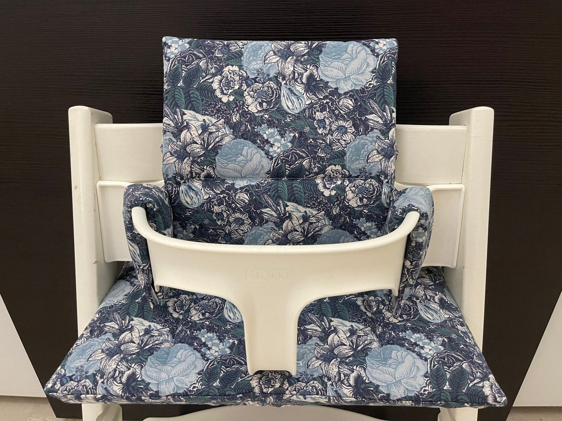 Tripp Trapp Sitzkissen Kissenset für Stokke Hochstuhl - Blumenmix blau