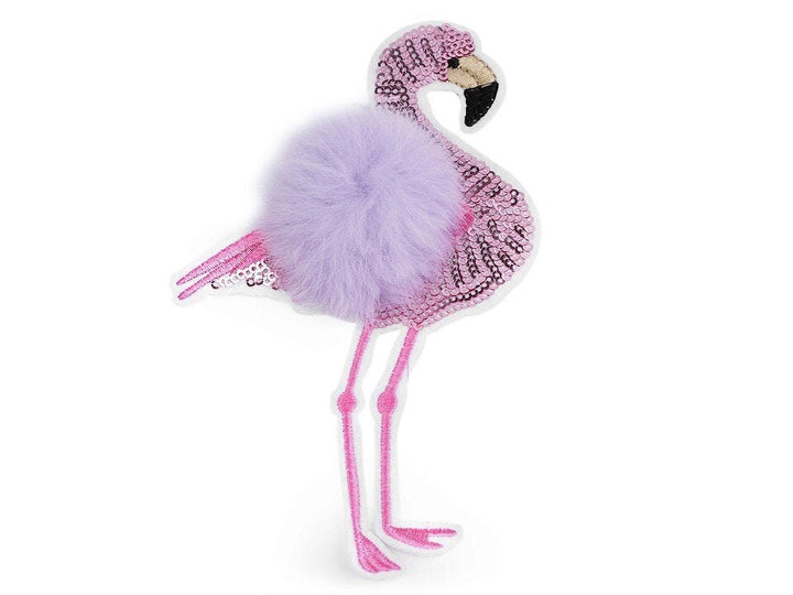 Aufnäher/Aufbügler/Patch - Flamingo hellviolett Pailletten Fell