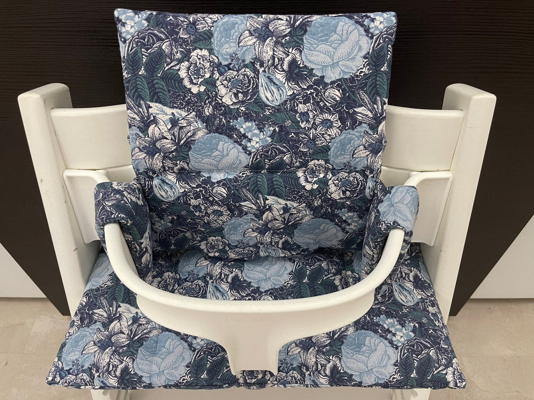 Tripp Trapp Sitzkissen Kissenset für Stokke Hochstuhl - Blumenmix blau