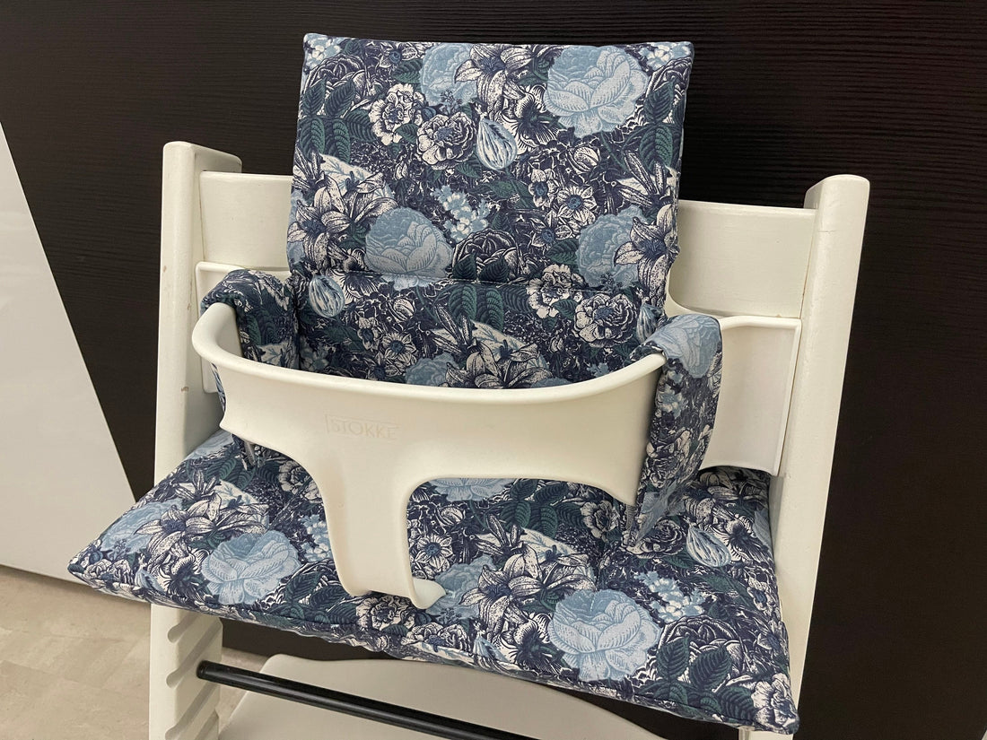 Tripp Trapp Sitzkissen Kissenset für Stokke Hochstuhl - Blumenmix blau