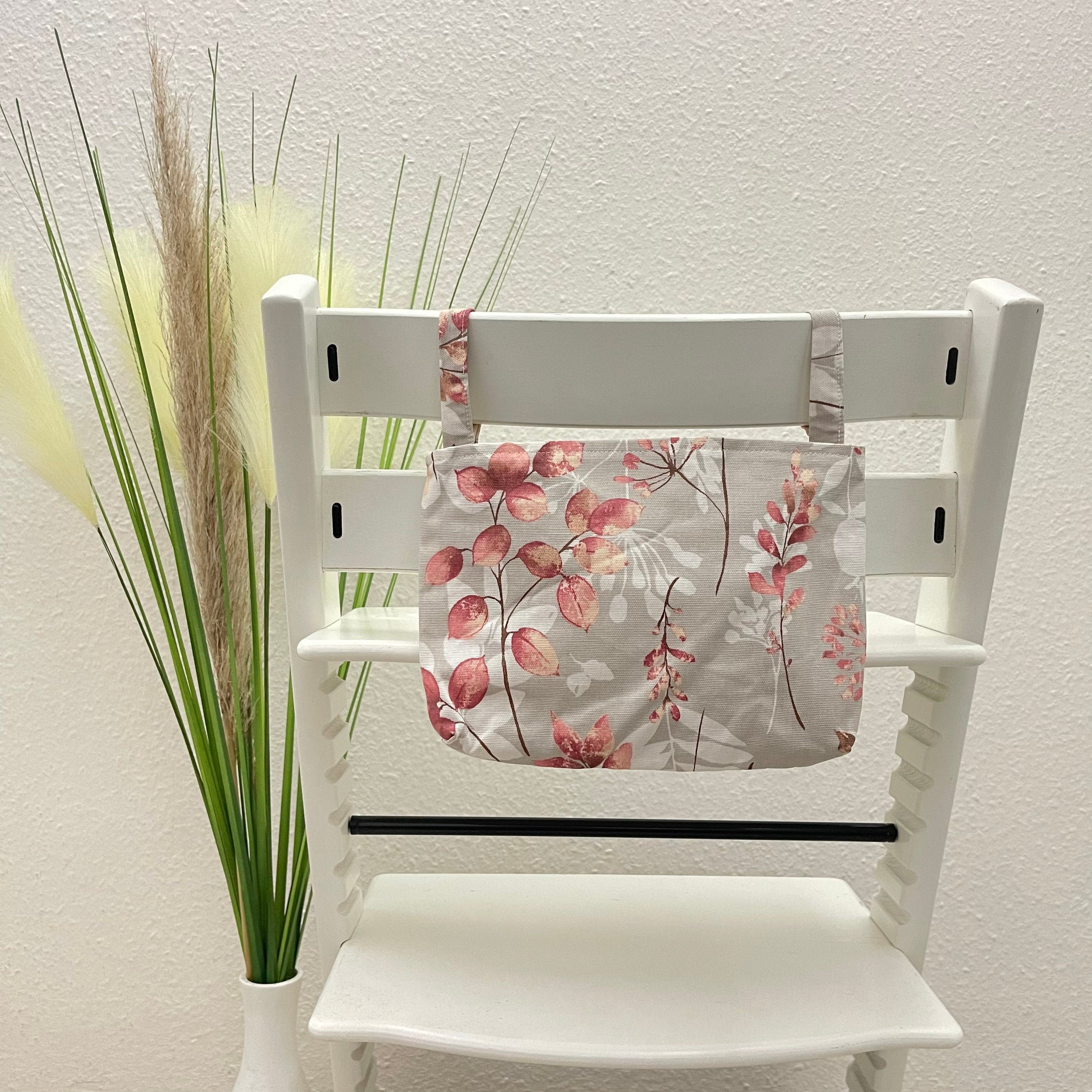 Abwaschbares Utensilo für Hochstuhl, Hochstuhltasche - Blüten rötlich