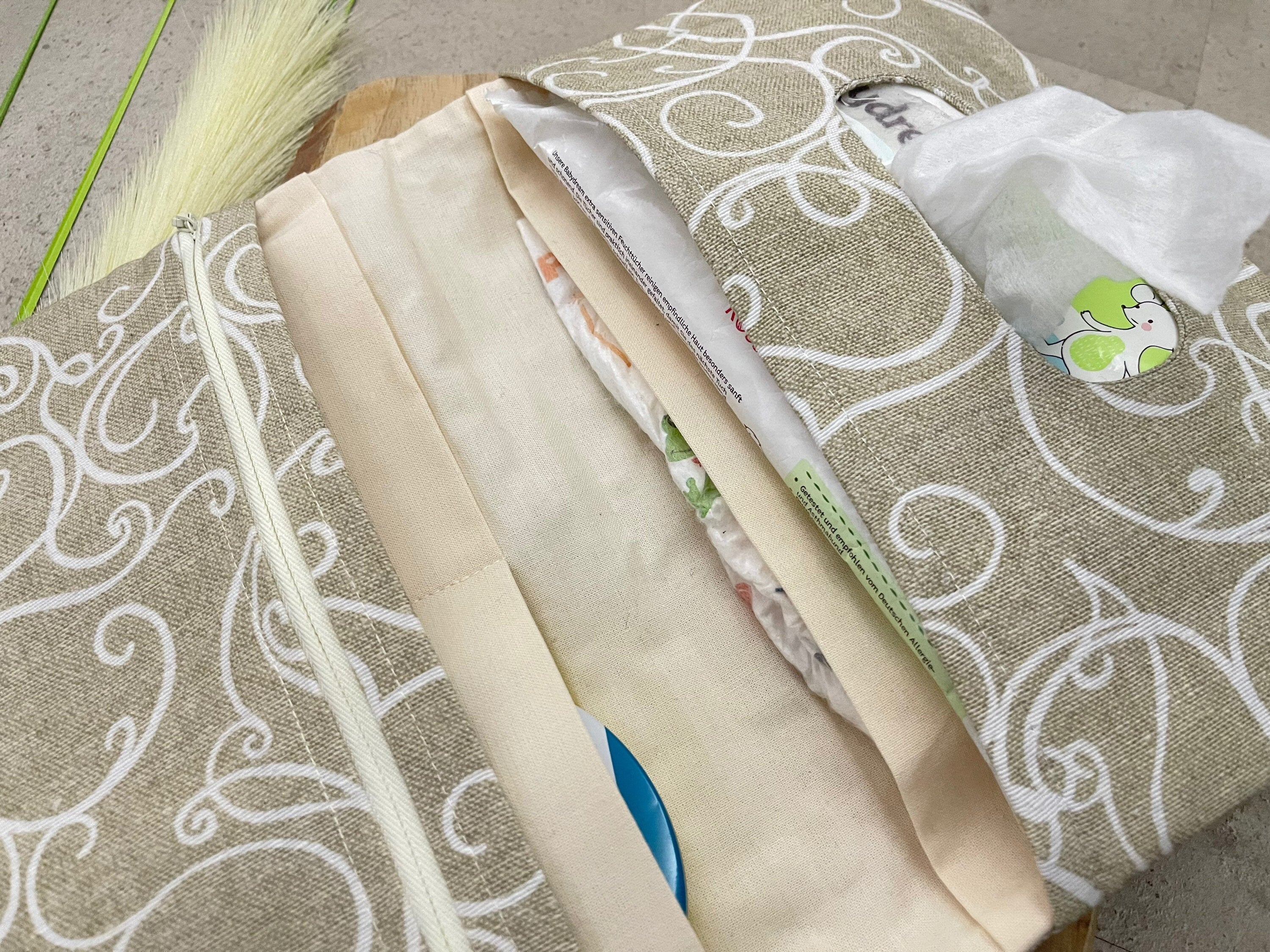 Wickeltasche Windeltasche Baby - geschwungene Linien