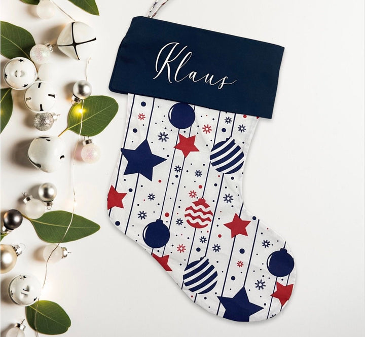 Nikolausstiefel Weihnachtsstrumpf personalisiert mit Namen, Weihnachtsschuh