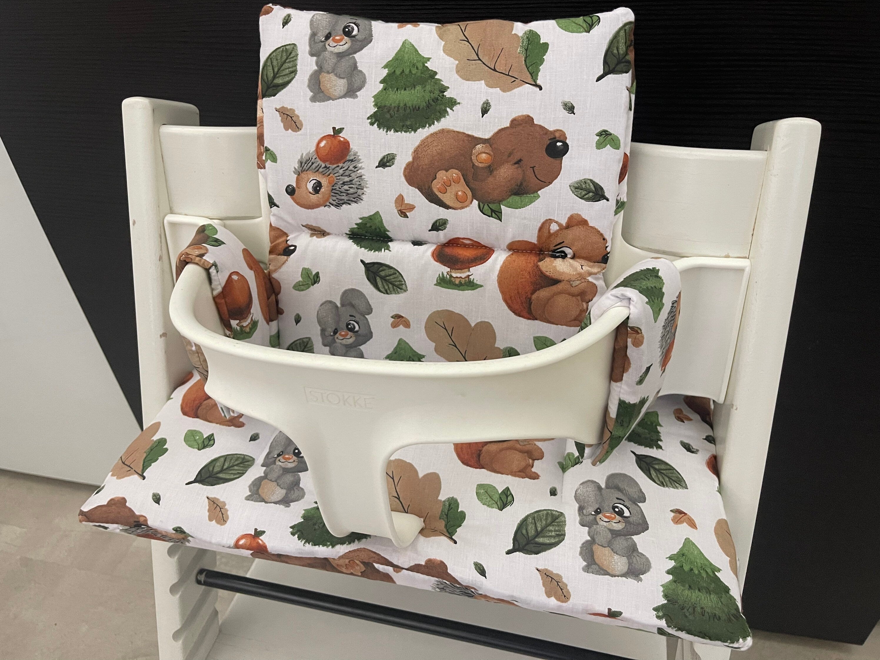 Tripp Trapp Sitzkissen Kissenset für Stokke Hochstuhl - Waldtiere braun