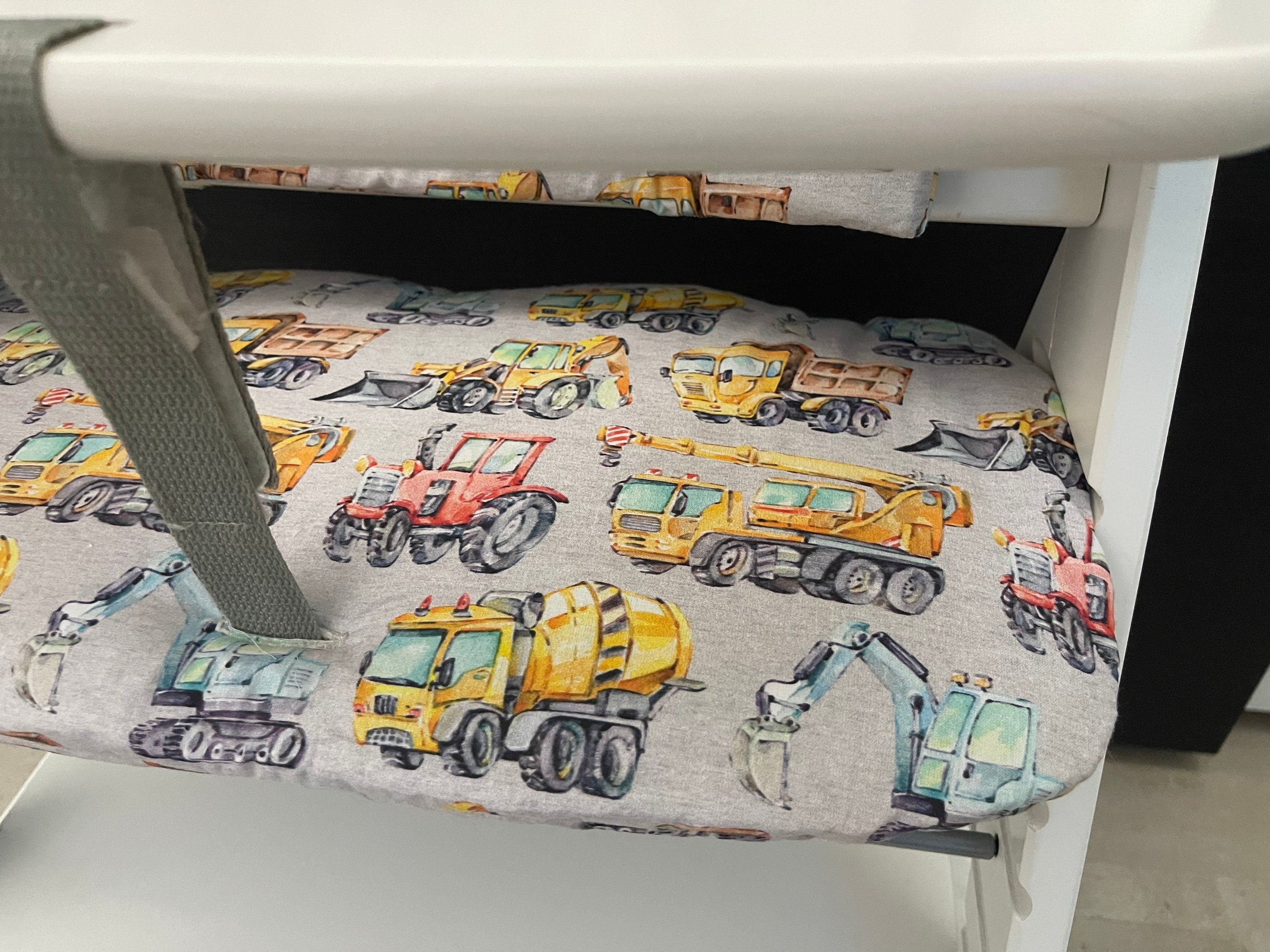 Sitzkissen Kissenset für Hauck Alpha, Tray, Beta Hochstuhl - Baufahrzeuge meliert Grau