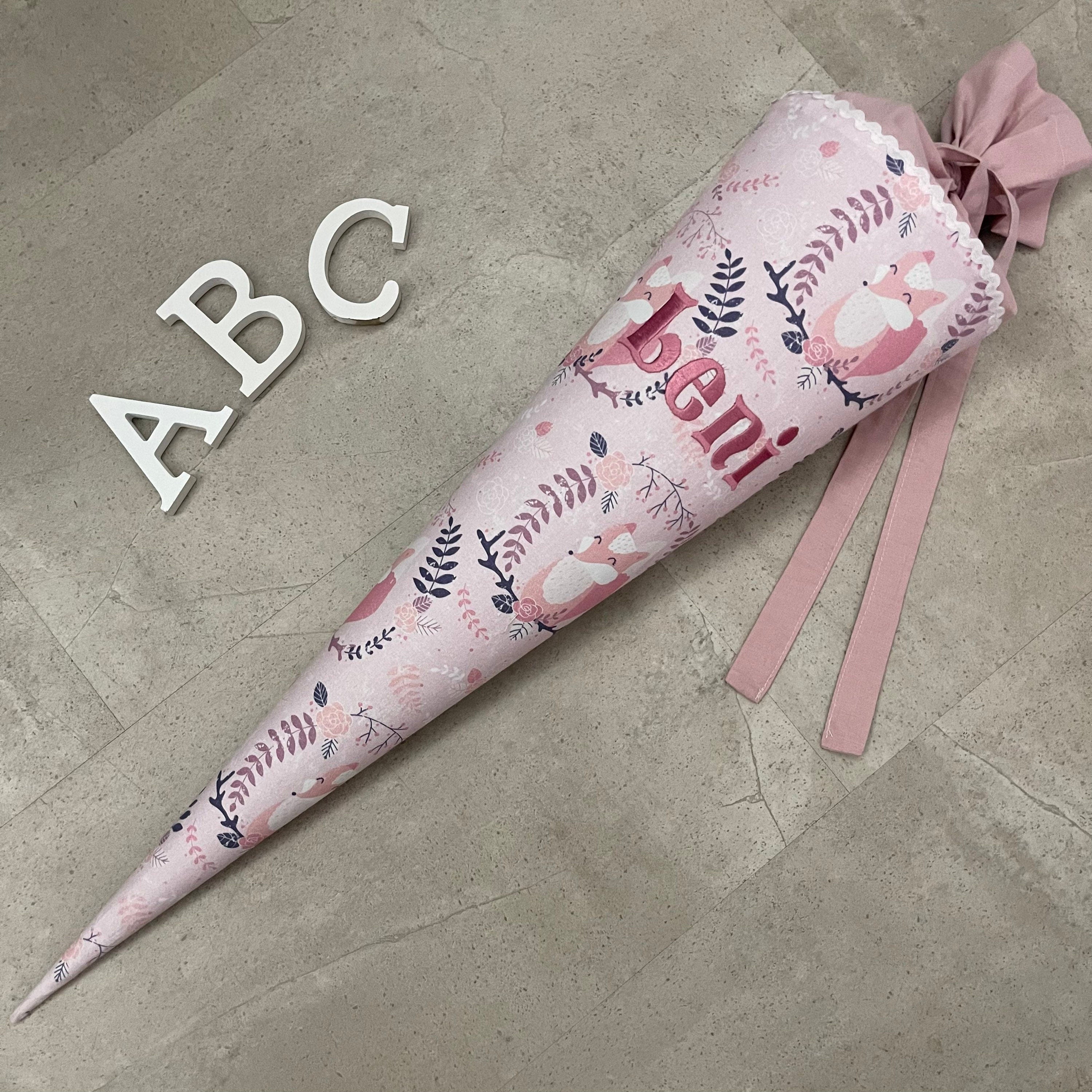 Schultüte Zuckertüte Einschulung Groß 70cm Handmade / Fuchs Rosa