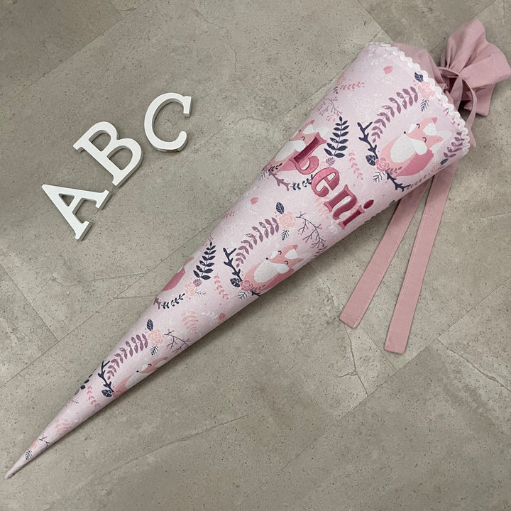 Schultüte Zuckertüte Einschulung Groß 70cm Handmade / Fuchs Rosa