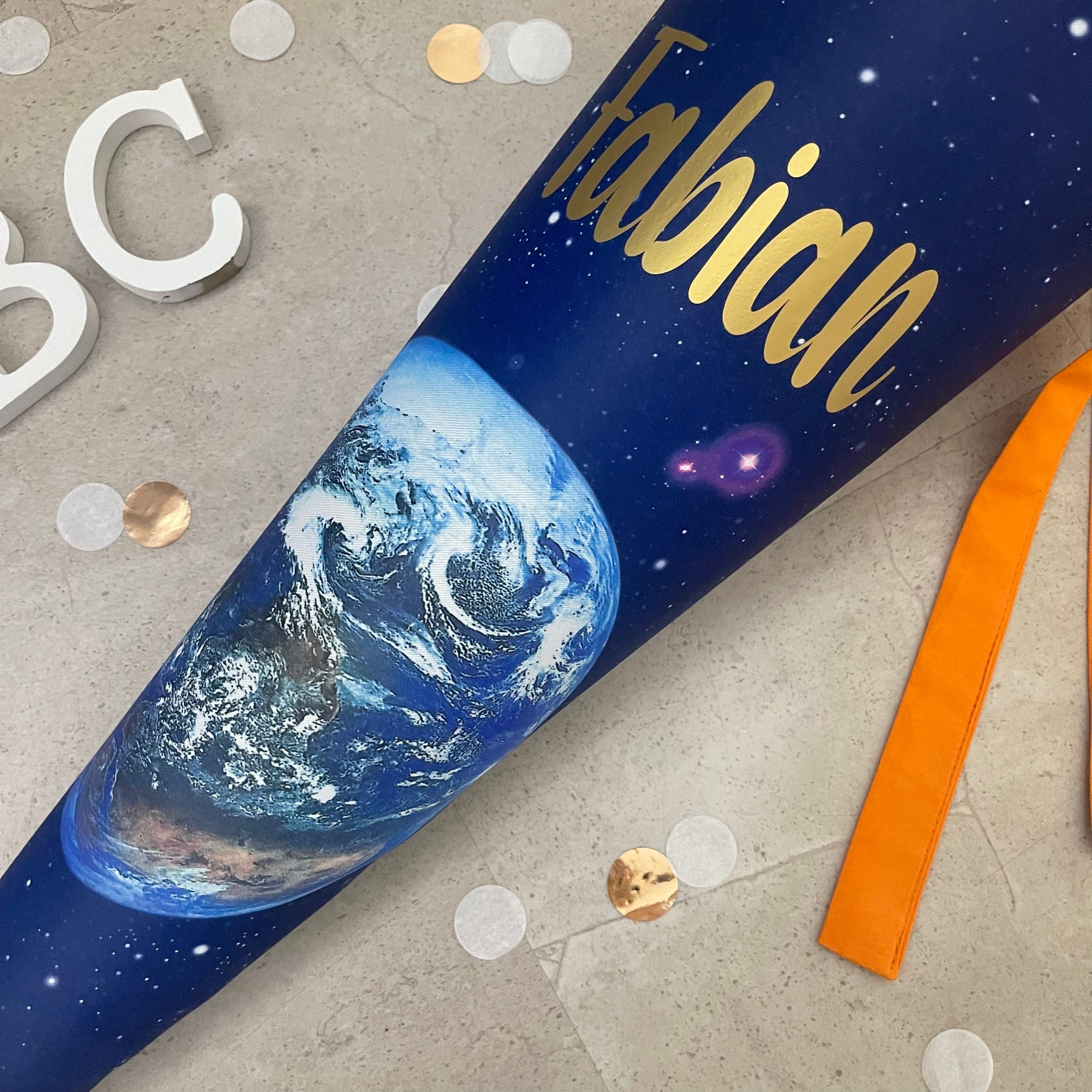 Schultüte Stoff Zuckertüte Einschulung Groß 70cm Handmade / Weltraum Galaxy