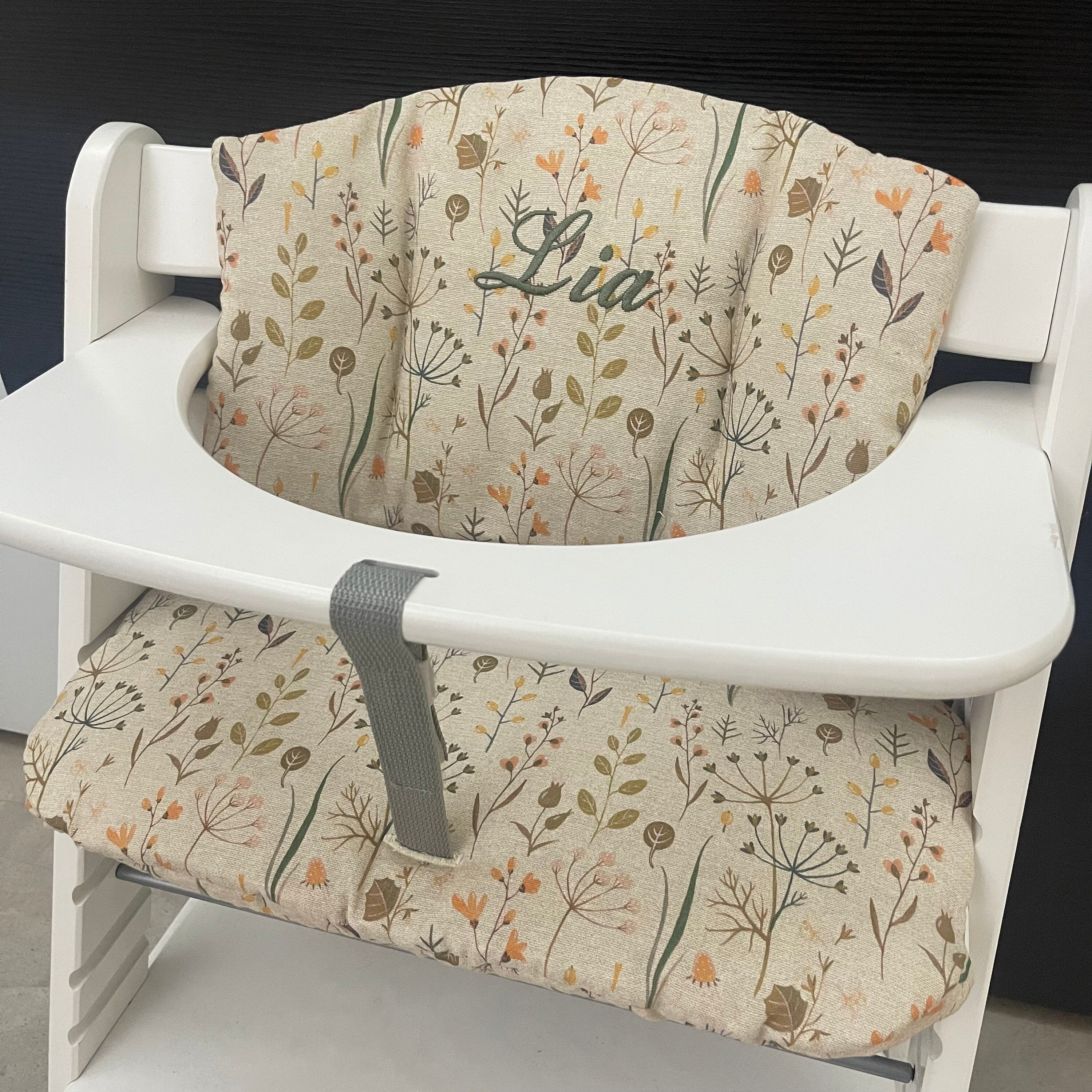 Sitzkissen Kissenset für Hauck Alpha, Tray Hochstuhl - Blumen Natur