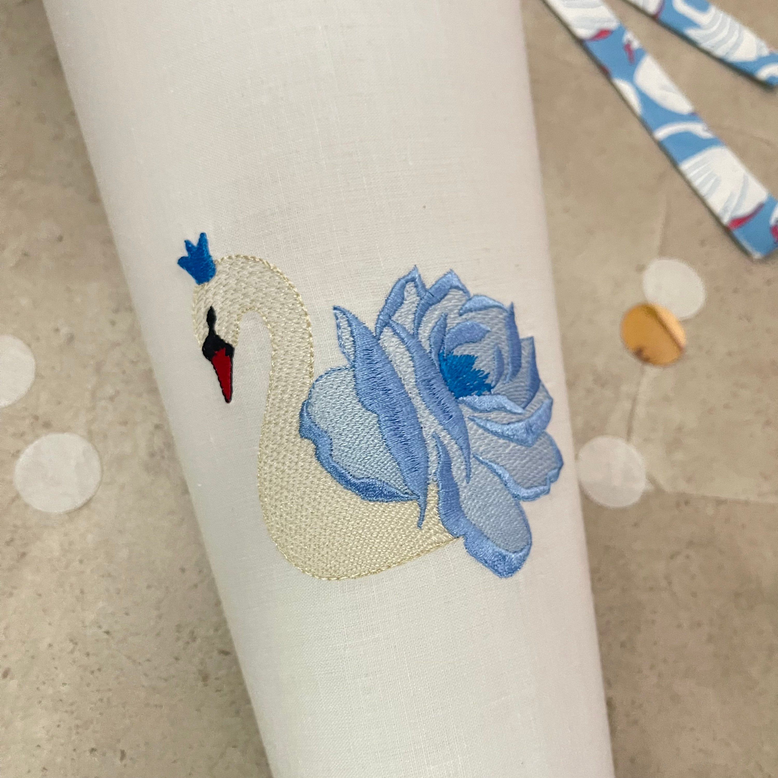 Einzelstück Schultüte Stoff Zuckertüte Einschulung 70cm Handmade / Schwan gestickt