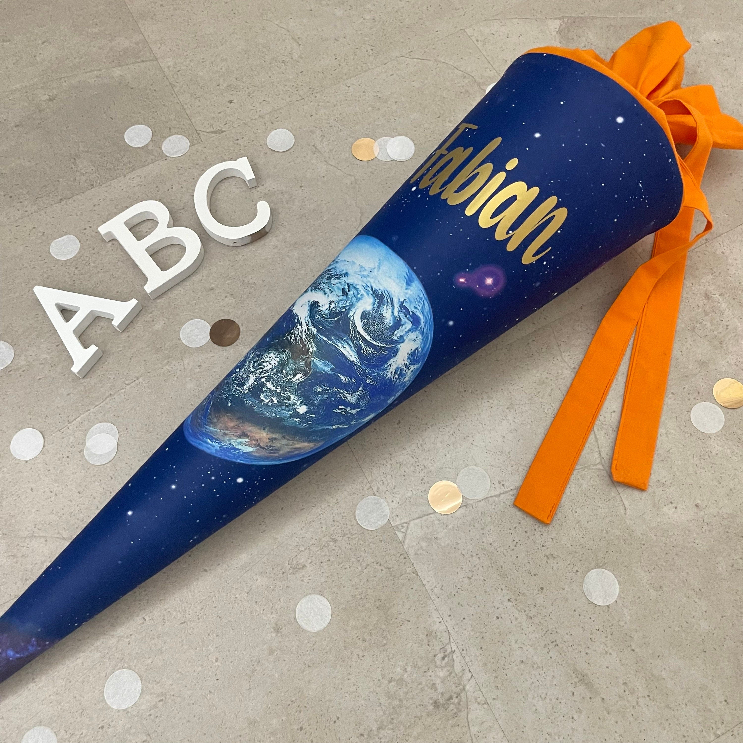 Schultüte Stoff Zuckertüte Einschulung Groß 70cm Handmade / Weltraum Galaxy