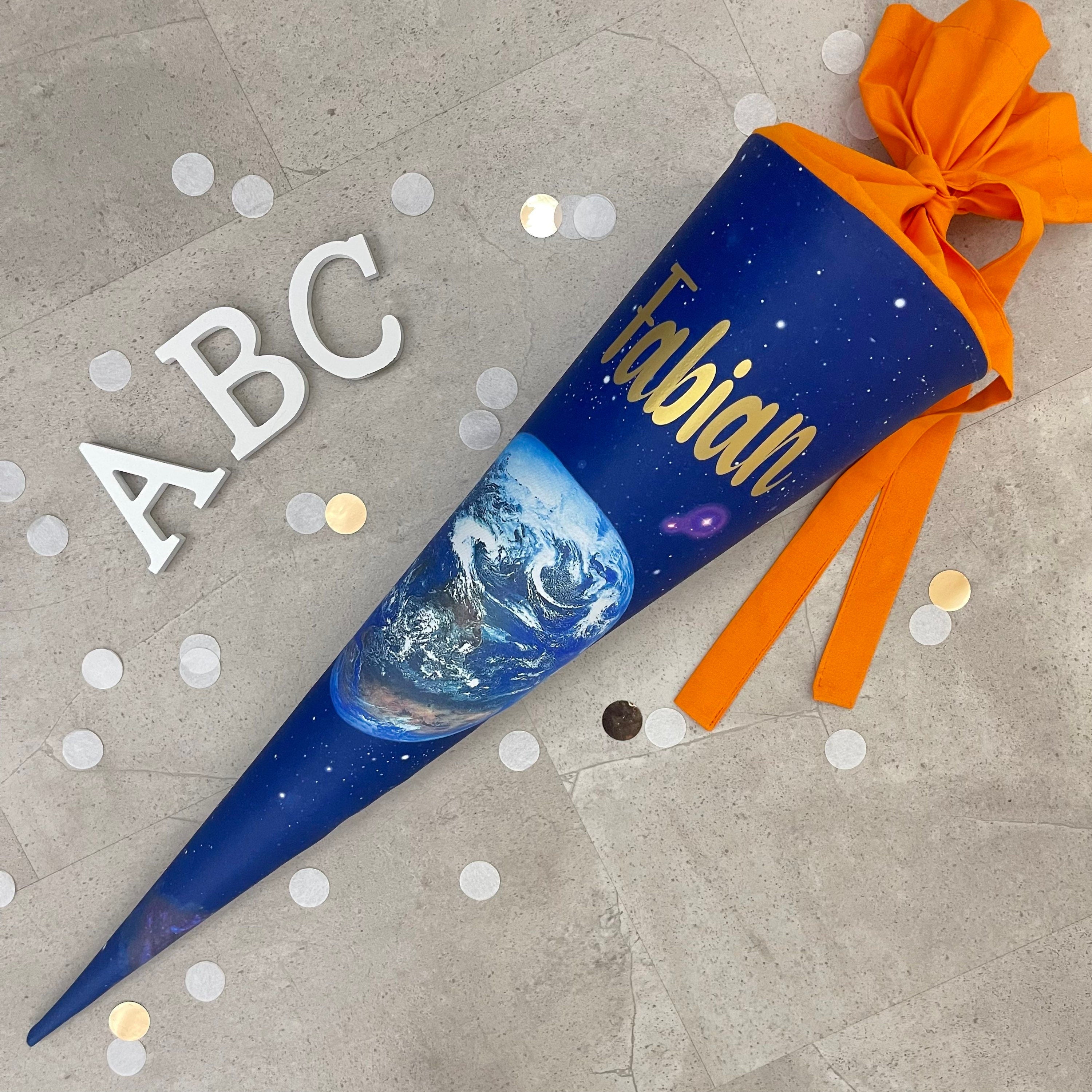 Schultüte Stoff Zuckertüte Einschulung Groß 70cm Handmade / Weltraum Galaxy