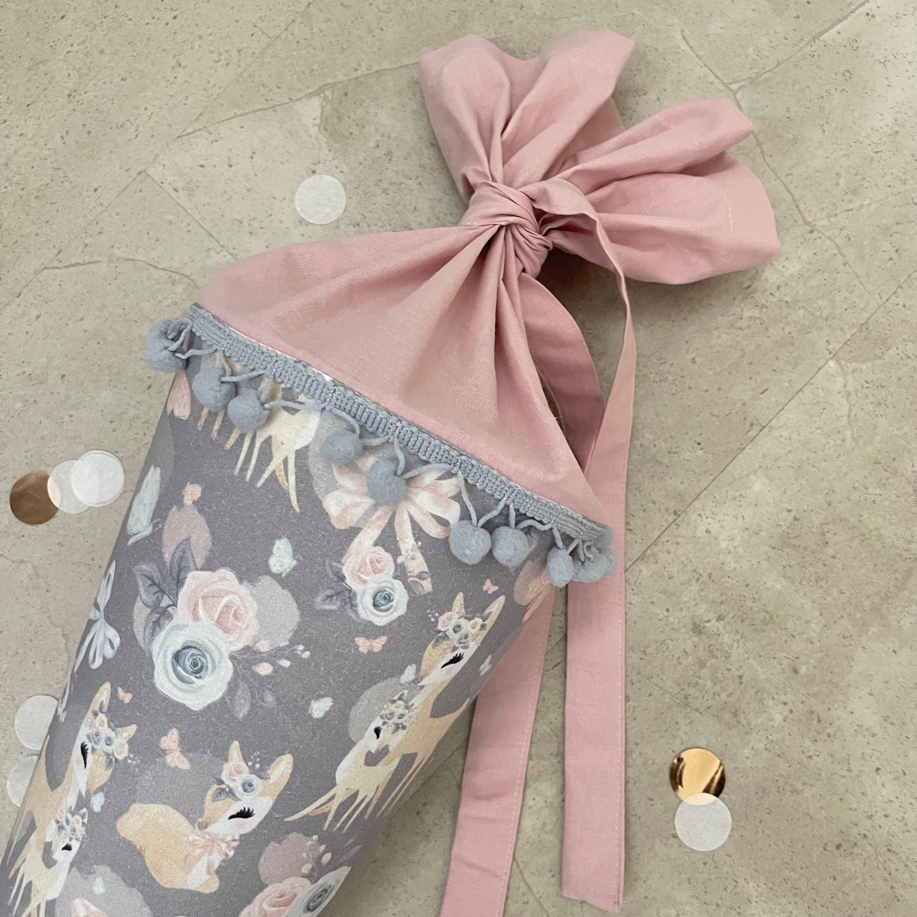 Schultüte Zuckertüte Einschulung Groß 70cm Handmade / Rehe grau