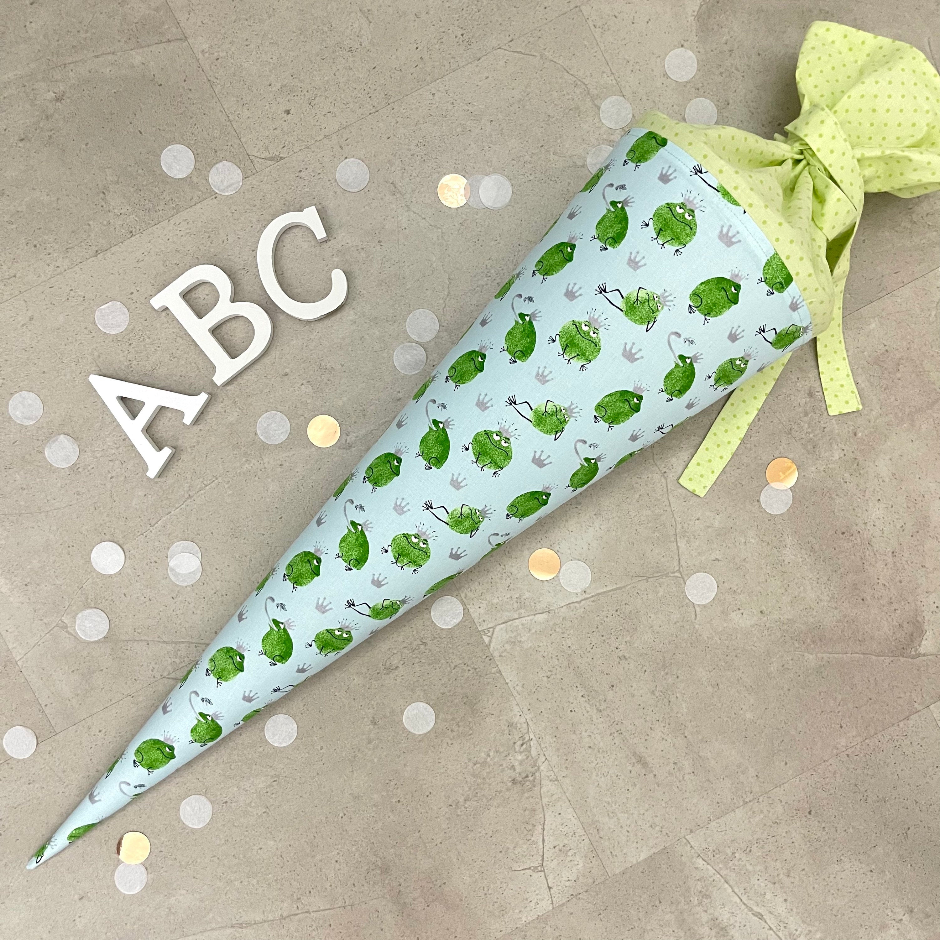 Schultüte Stoff Zuckertüte Einschulung 70cm Handmade - Frosch