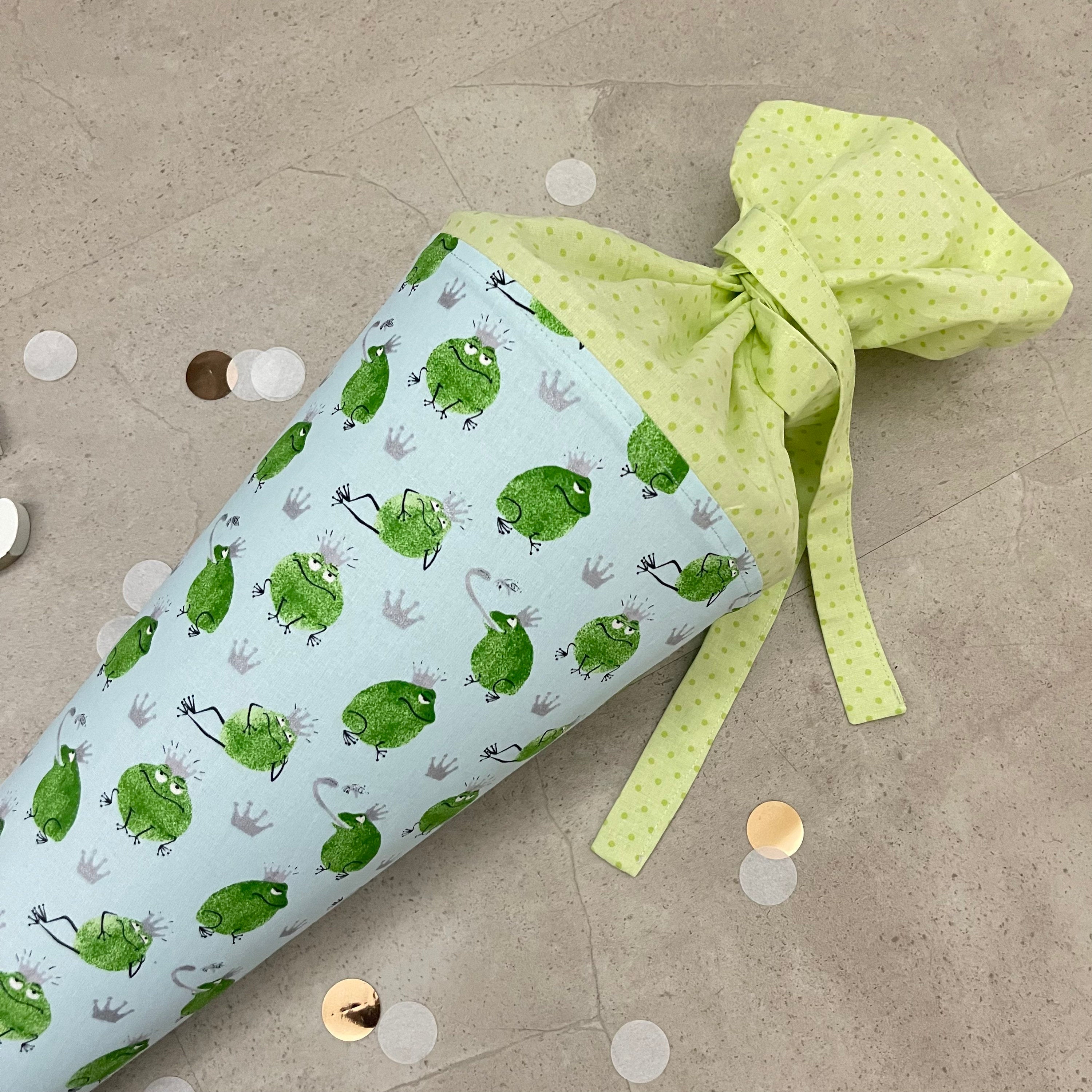 Schultüte Stoff Zuckertüte Einschulung 70cm Handmade - Frosch