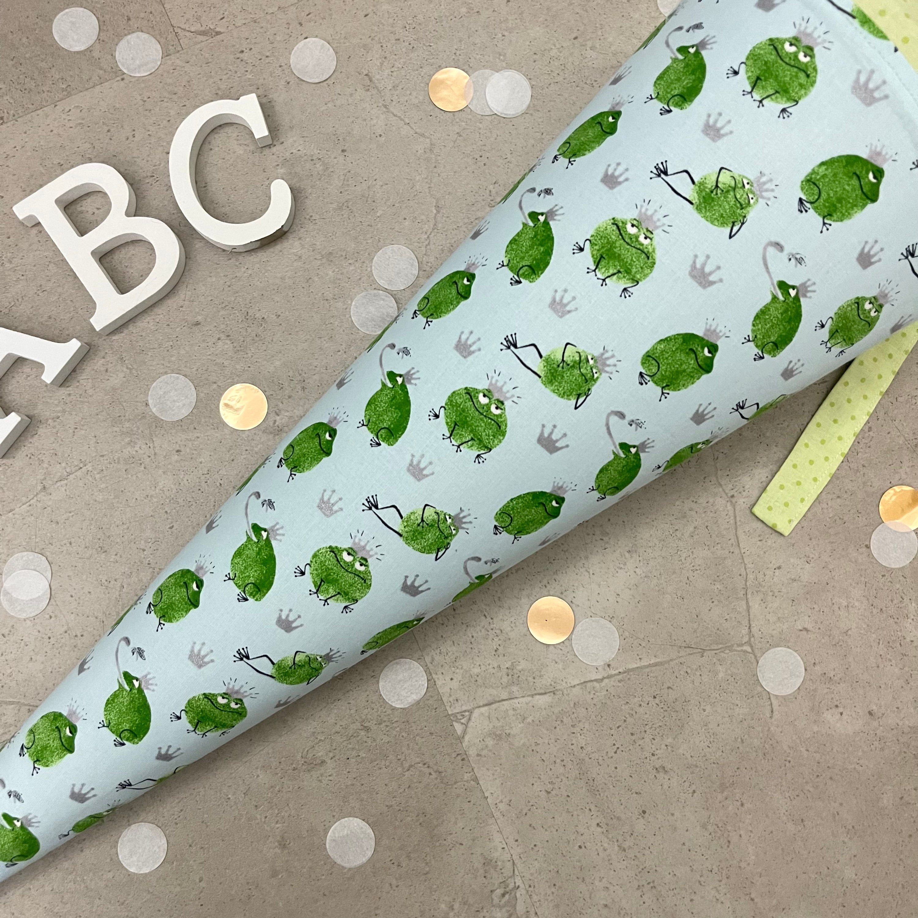 Schultüte Stoff Zuckertüte Einschulung 70cm Handmade - Frosch