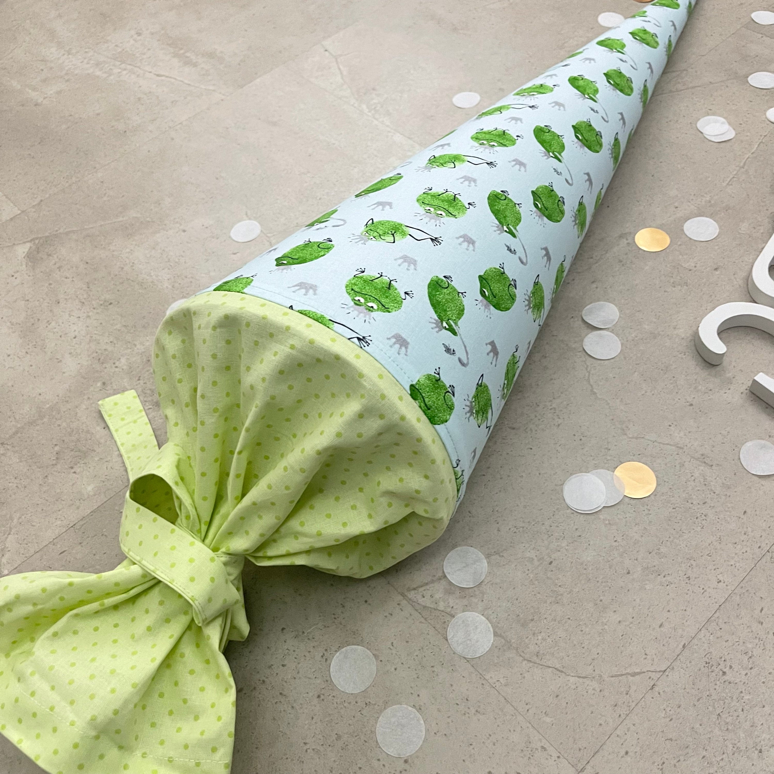 Schultüte Stoff Zuckertüte Einschulung 70cm Handmade - Frosch