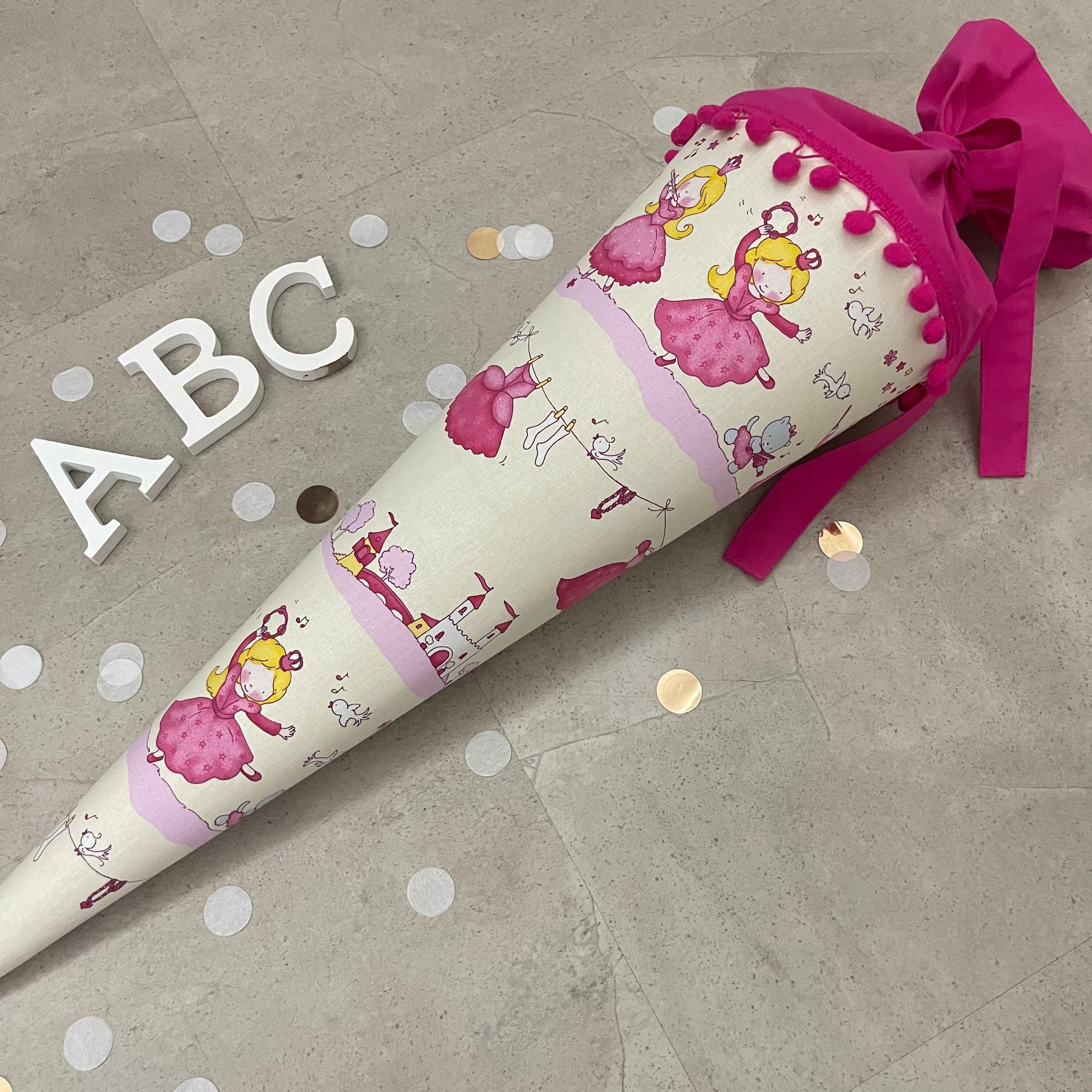 Schultüte Stoff Zuckertüte Einschulung 70cm Handmade/ Prinzessin Pink