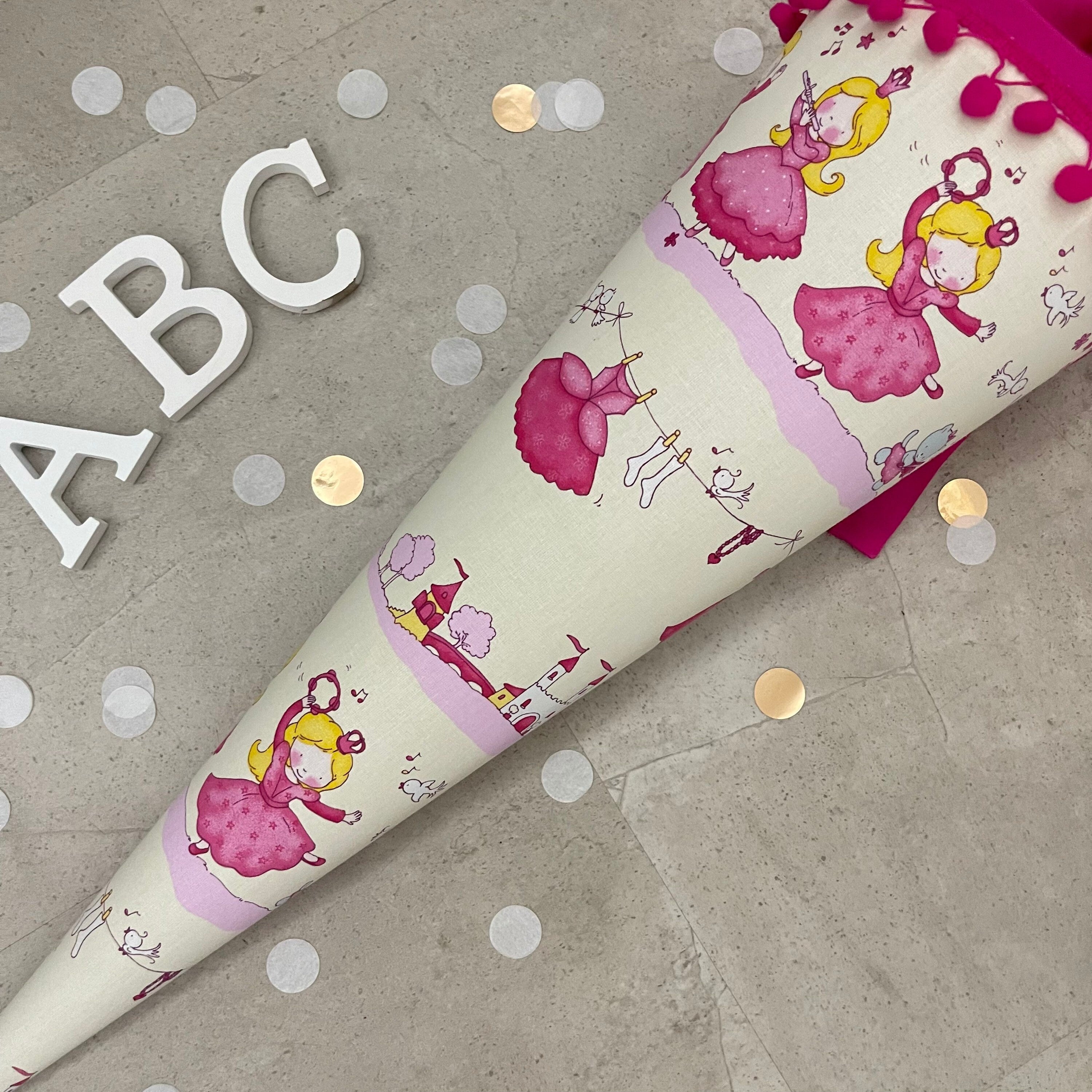 Schultüte Stoff Zuckertüte Einschulung 70cm Handmade/ Prinzessin Pink