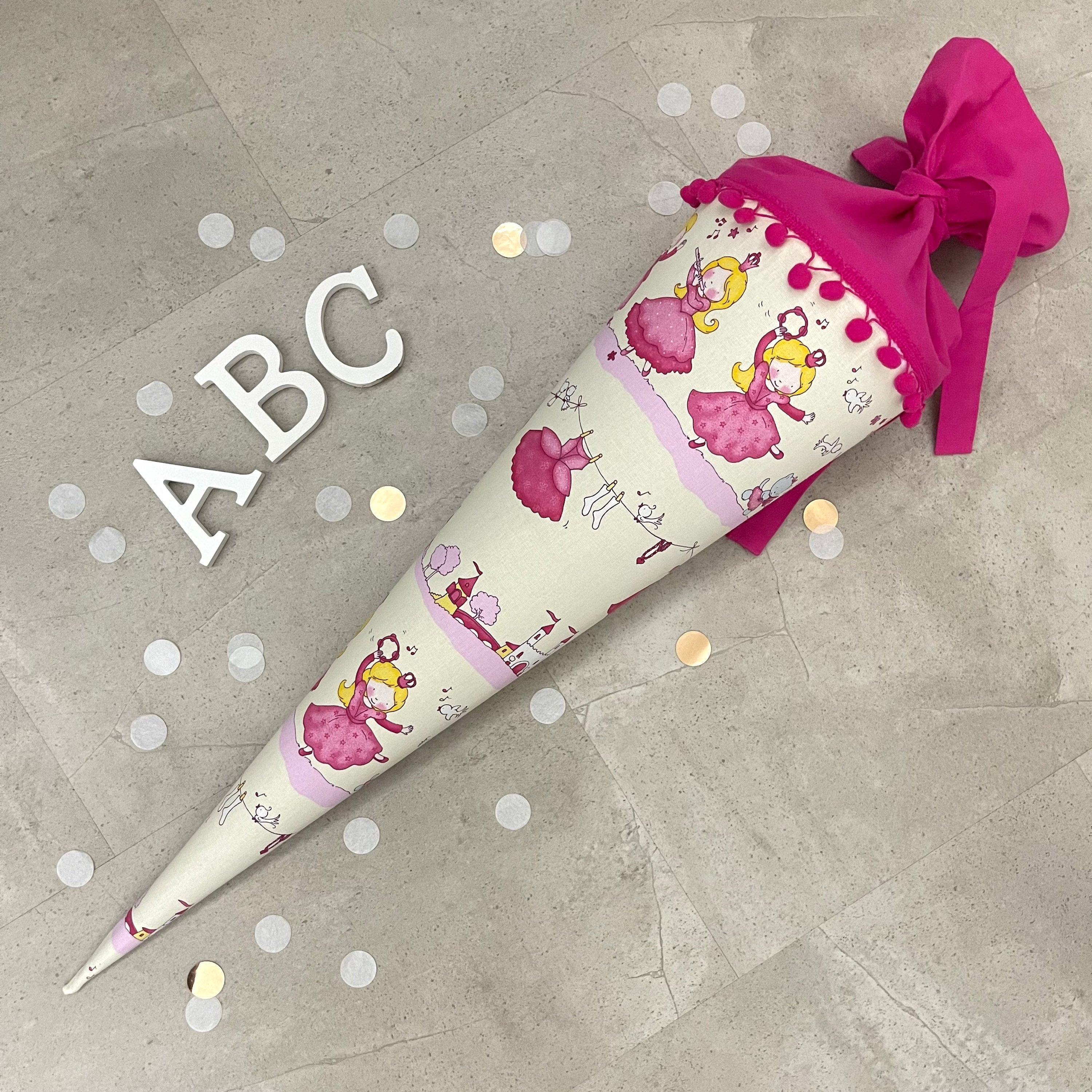 Schultüte Stoff Zuckertüte Einschulung 70cm Handmade/ Prinzessin Pink