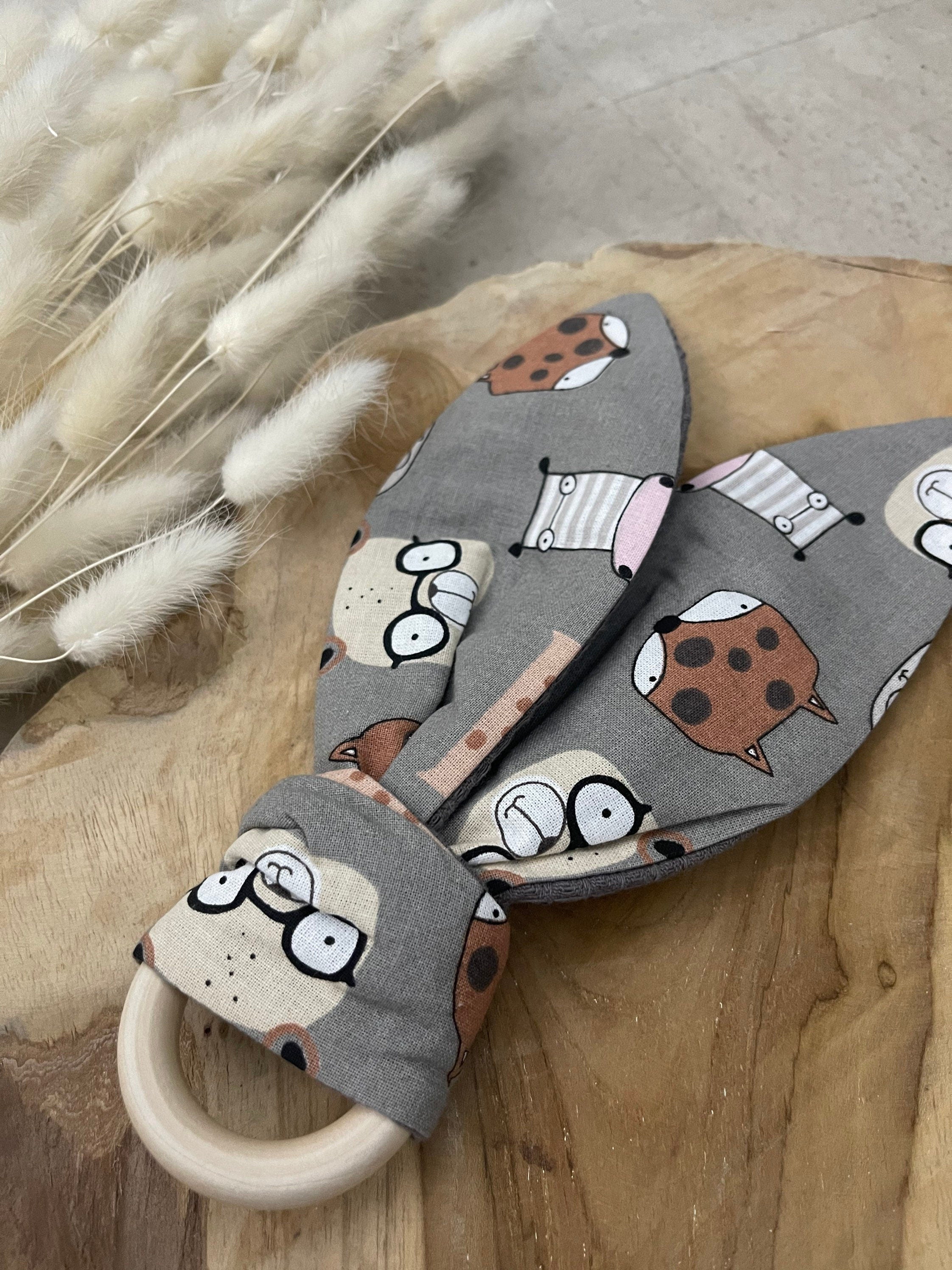 Beißring Hasenohren Greifling Zahnungsspielzeug Holzring | Tiere