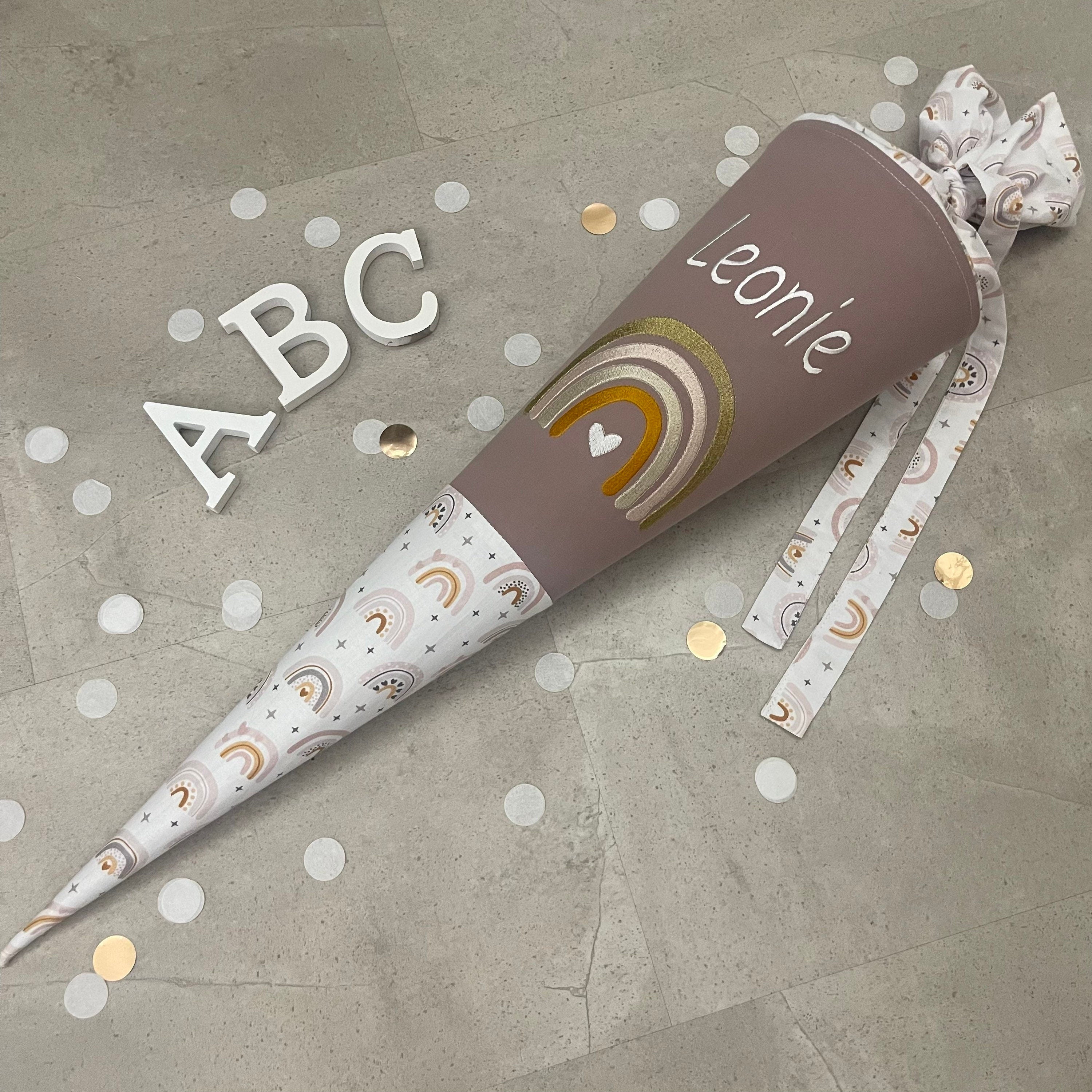 Schultüte Stoff Zuckertüte Einschulung 70cm Handmade Regenbogen