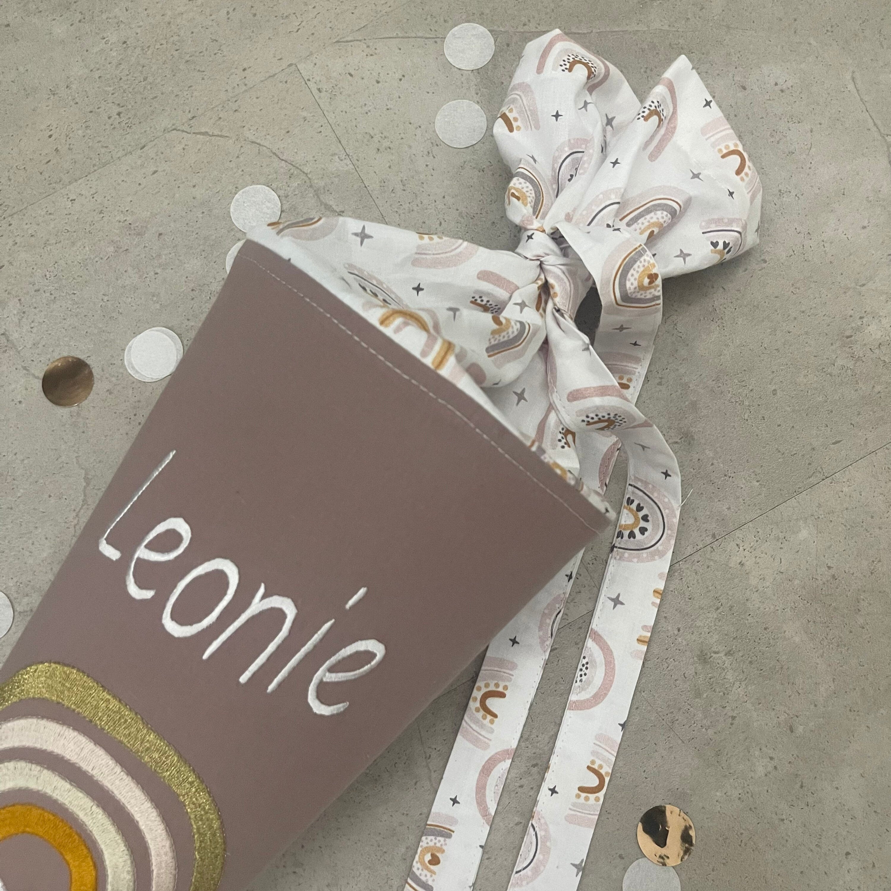 Schultüte Stoff Zuckertüte Einschulung 70cm Handmade Regenbogen