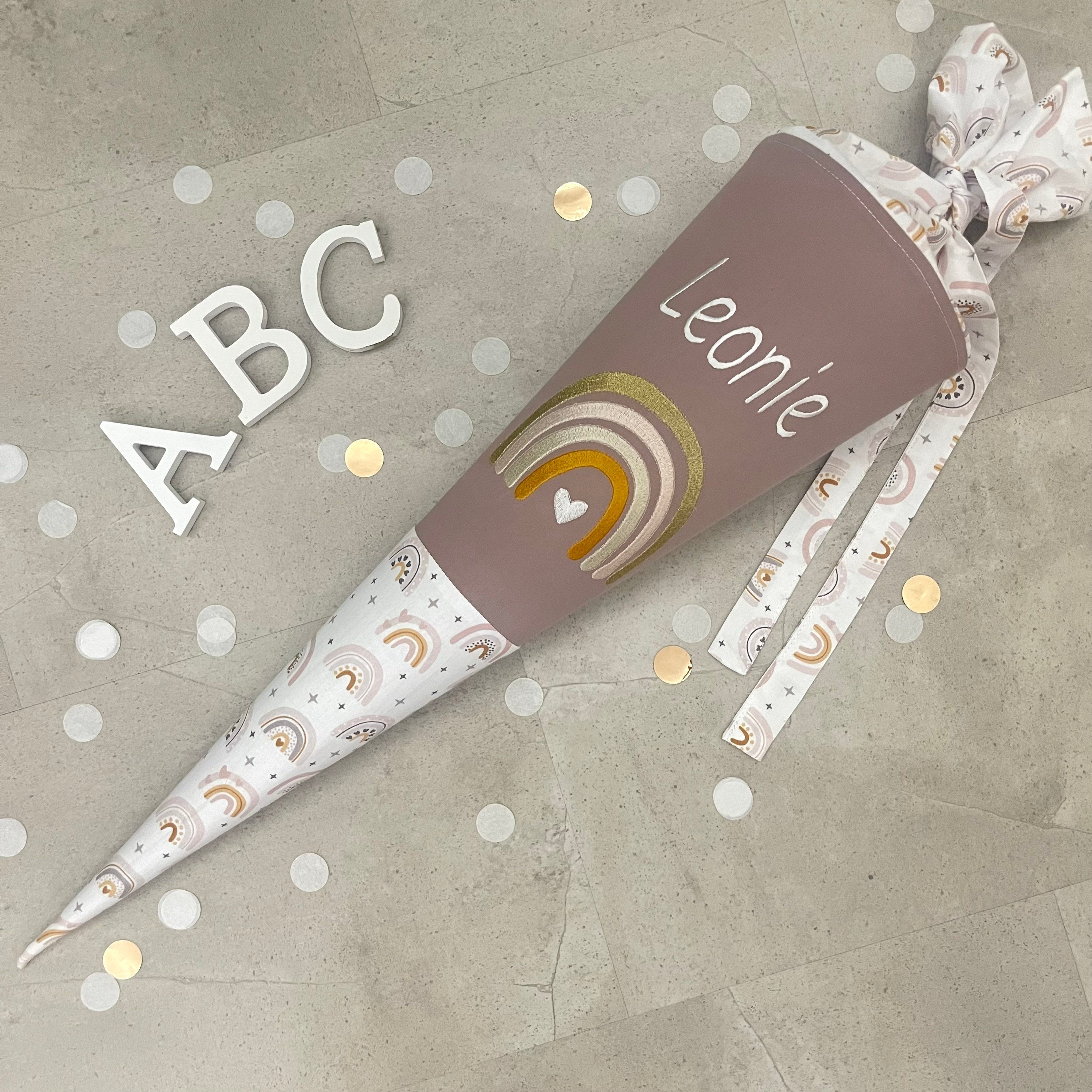 Schultüte Stoff Zuckertüte Einschulung 70cm Handmade Regenbogen