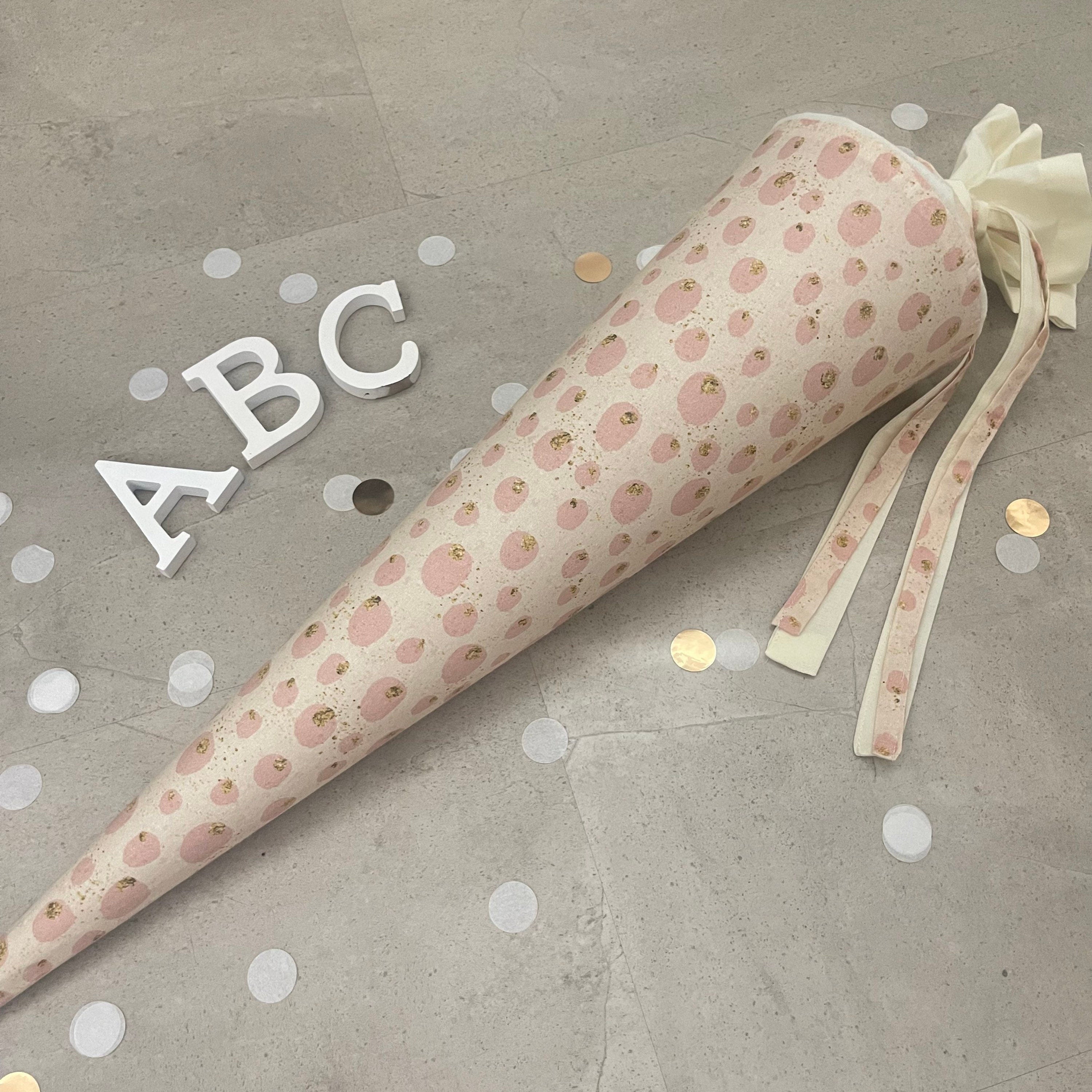 Schultüte Zuckertüte Einschulung Groß 70cm Handmade / Punkte mit Goldakzenten