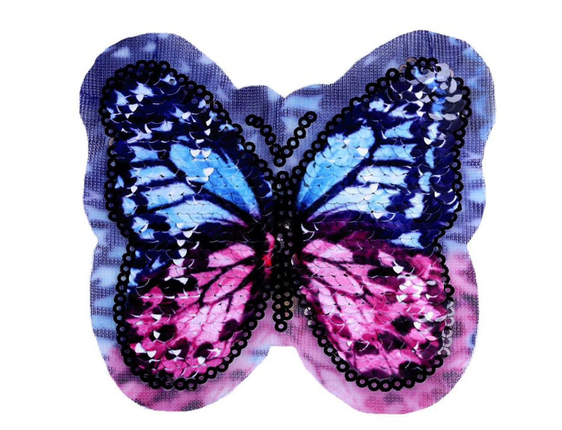 Aufnäher/Applikation - Schmetterling Wendepailetten hellviolett blau