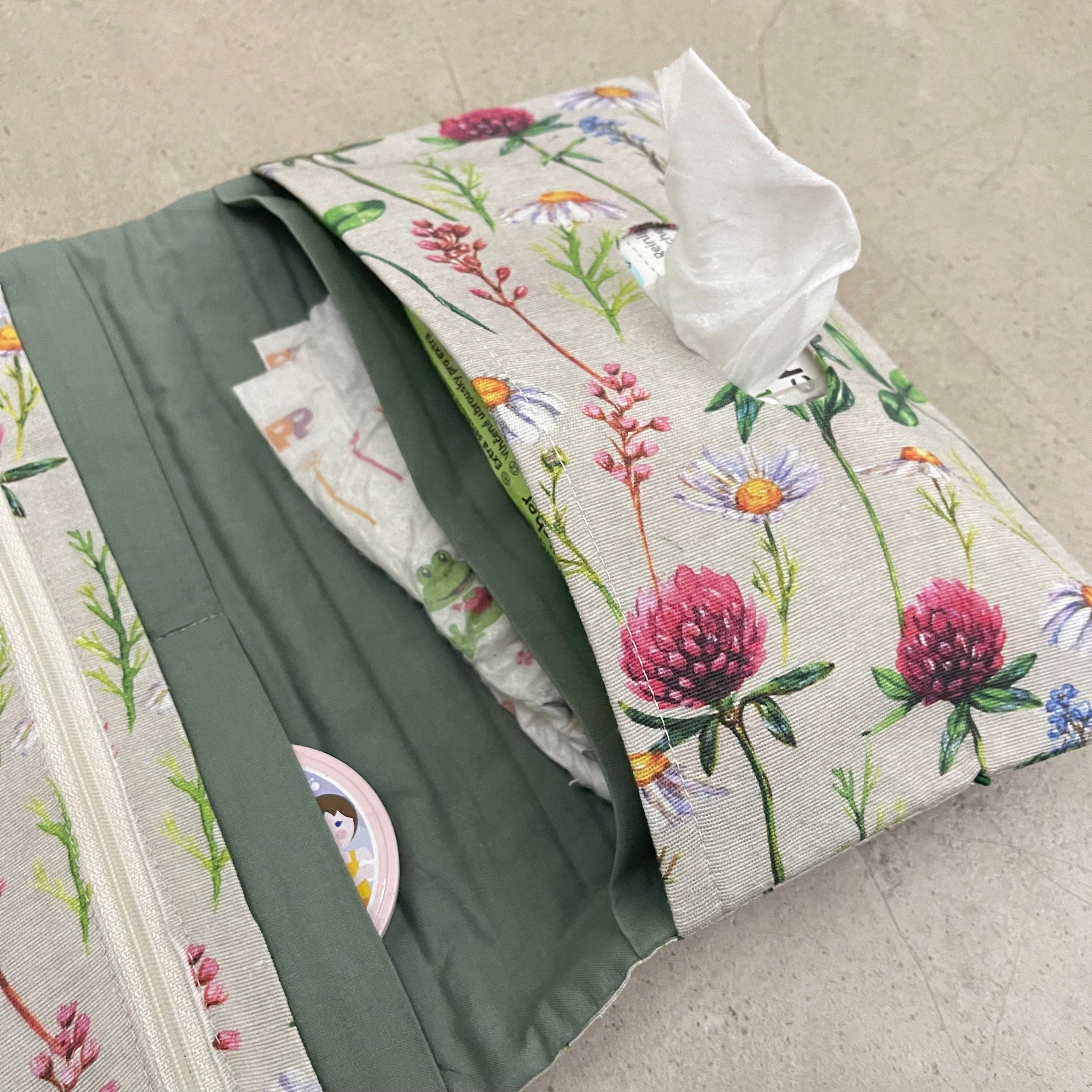 Wickeltasche Windeltasche Baby - Loneta Natur Blumen