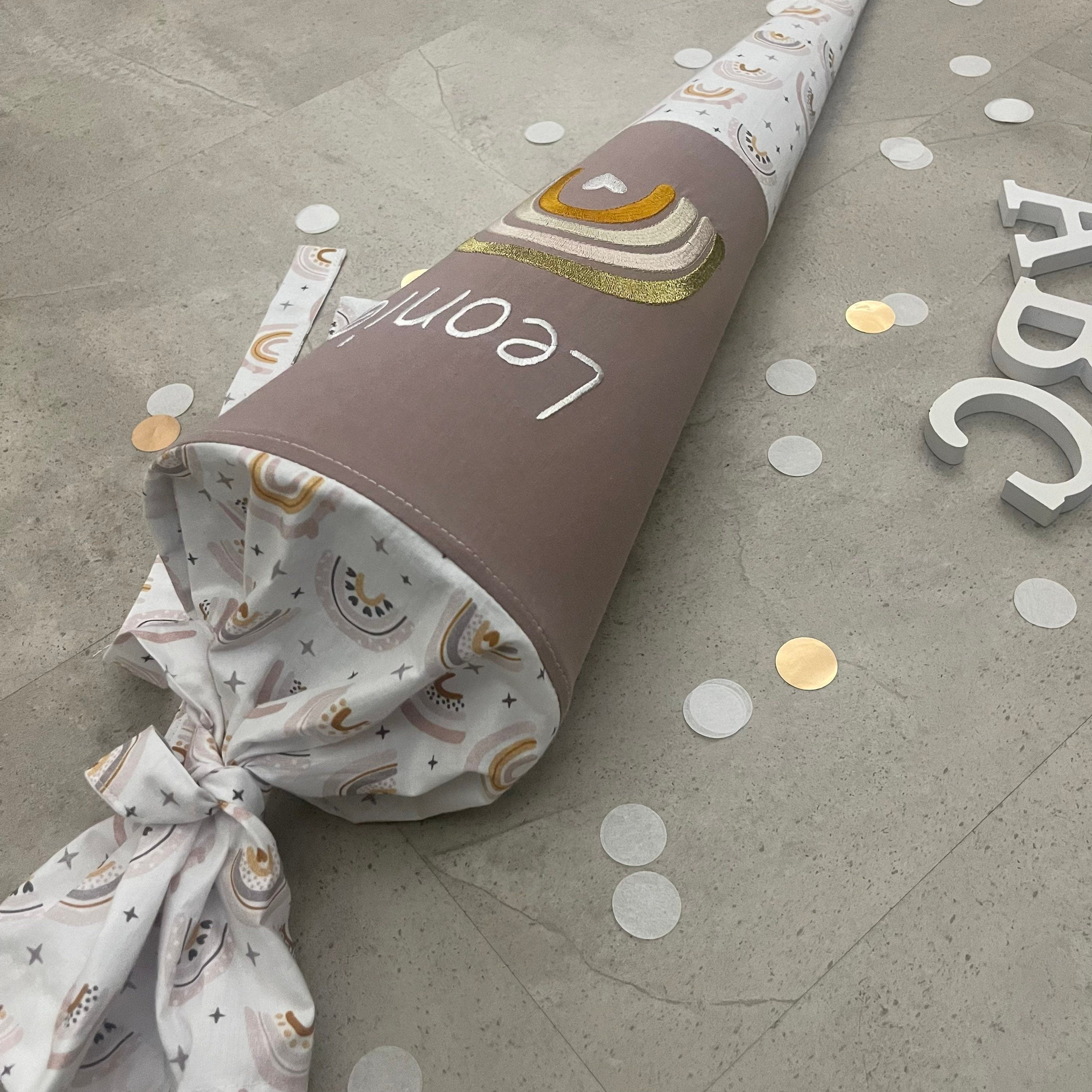 Schultüte Stoff Zuckertüte Einschulung 70cm Handmade Regenbogen