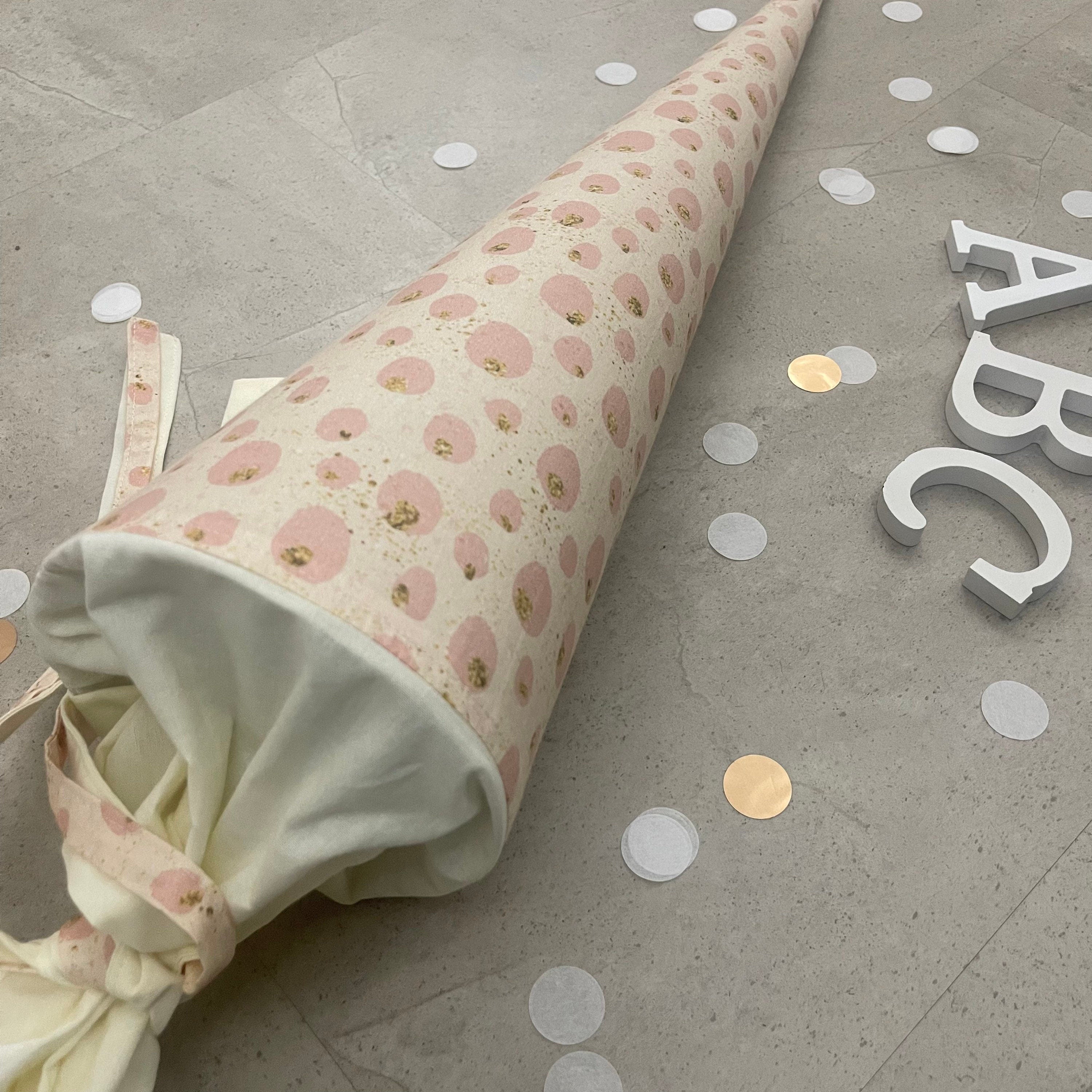 Schultüte Zuckertüte Einschulung Groß 70cm Handmade / Punkte mit Goldakzenten