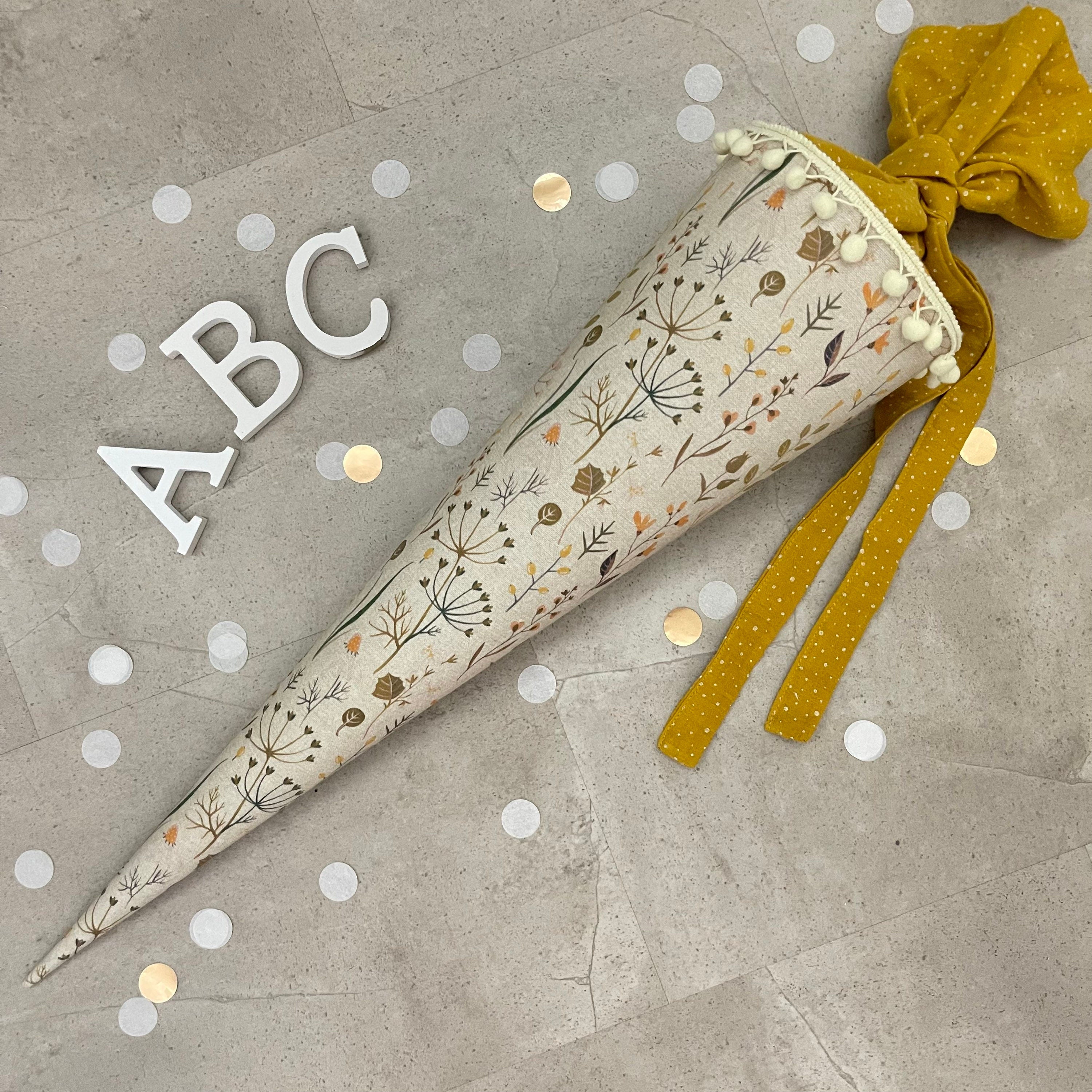 85cm Schultüte Zuckertüte Einschulung Groß Handmade / Natur Blumen