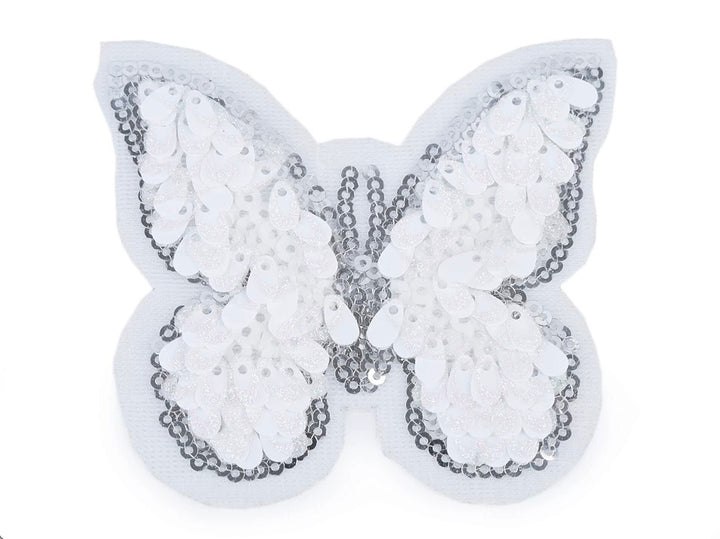 Aufnäher/Applikation - Schmetterling Pailletten weiß