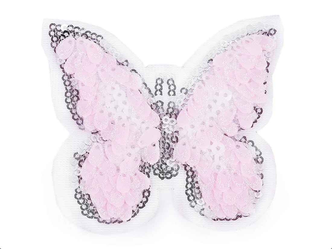 Aufnäher/Applikation - Schmetterling Pailletten Hellrosa
