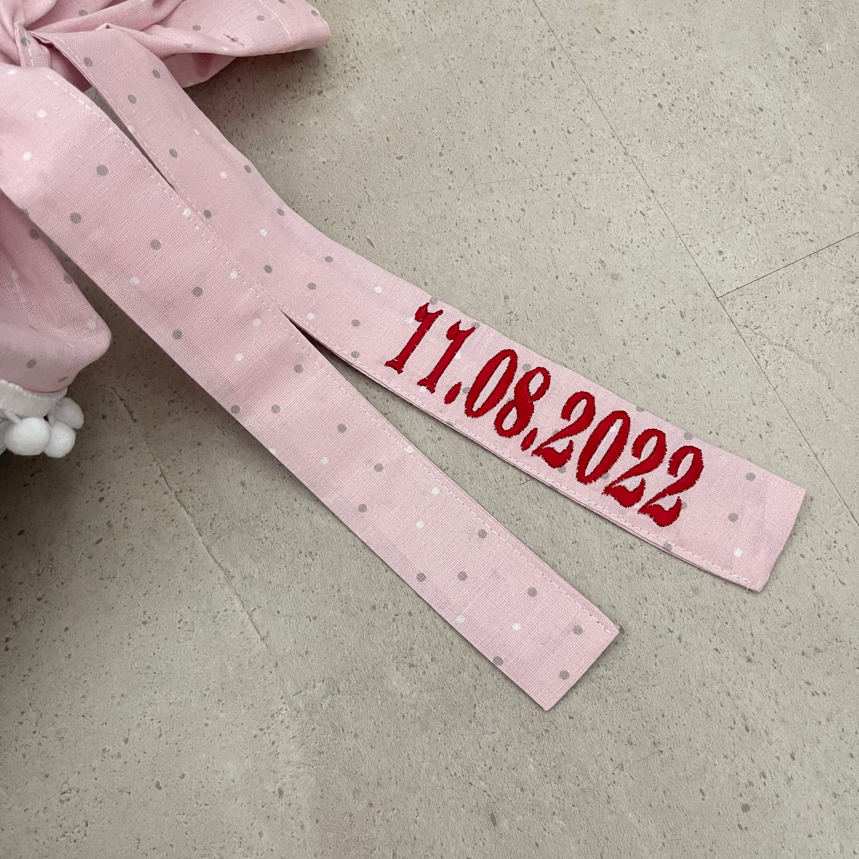 Gestickte Schleife für Schultüte | Schultütenschleife mit Namen, Datum oder Wunschtext | Schulkind 2023