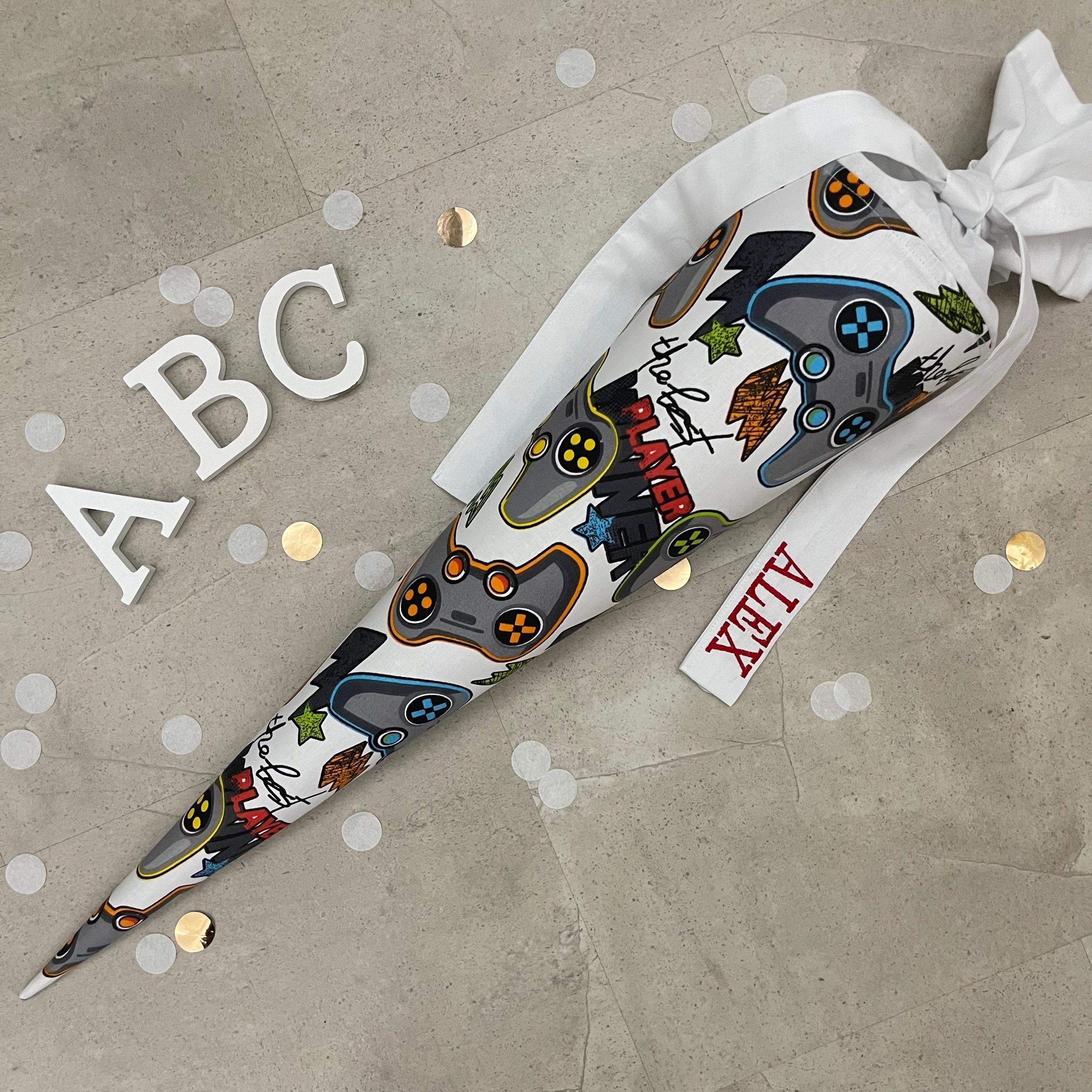 Schultüte Stoff Zuckertüte Einschulung 70cm Handmade Player Konsole