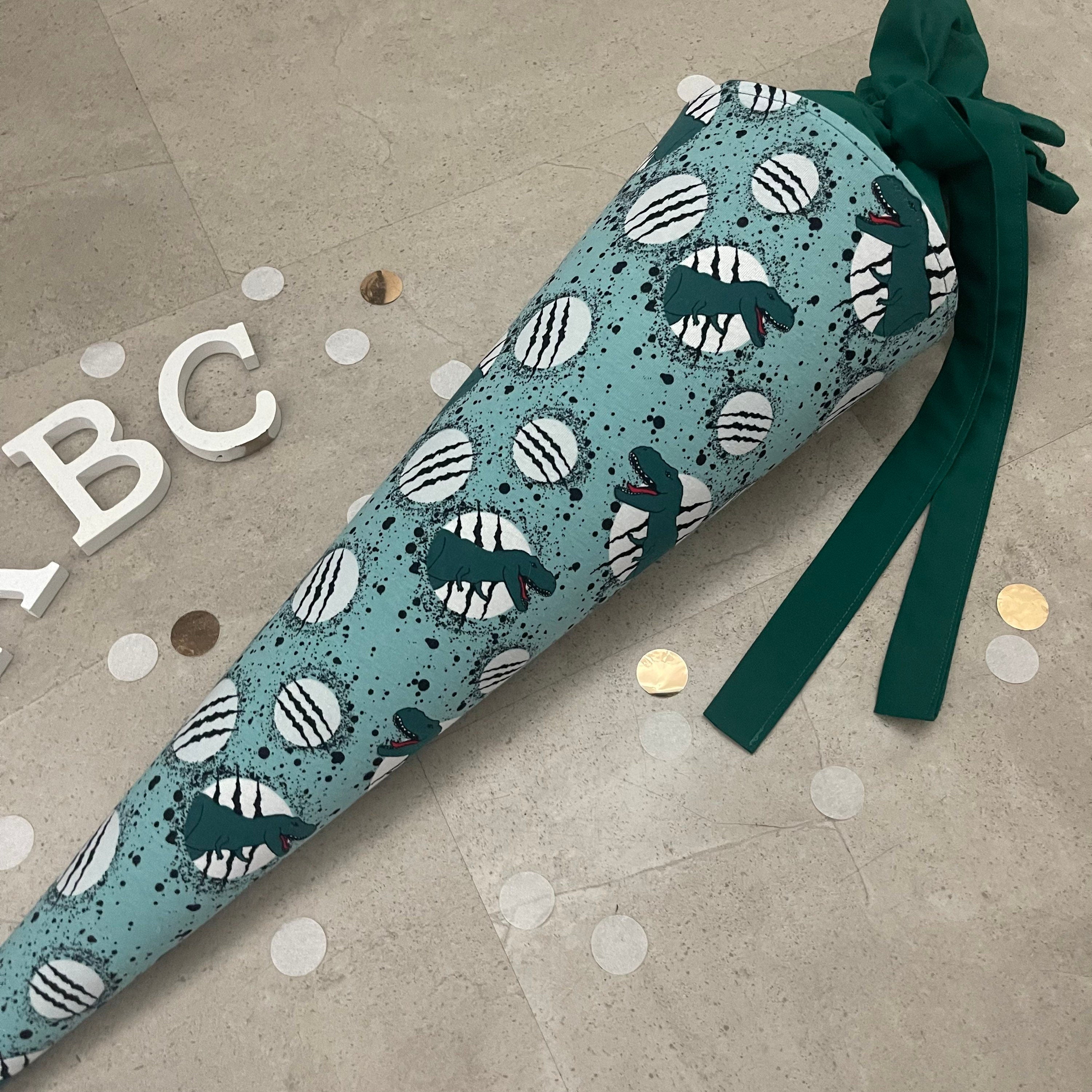 Schultüte Zuckertüte Einschulung Groß 70cm Handmade / Dinosaurier grün