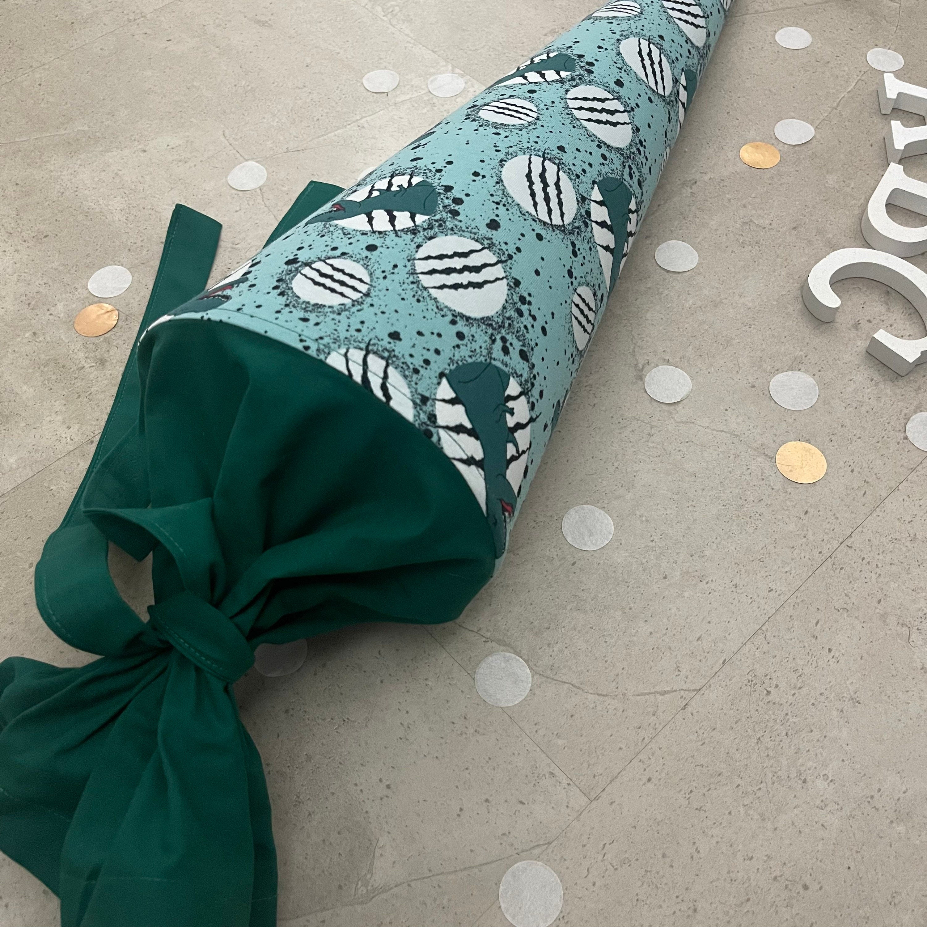 Schultüte Zuckertüte Einschulung Groß 70cm Handmade / Dinosaurier grün