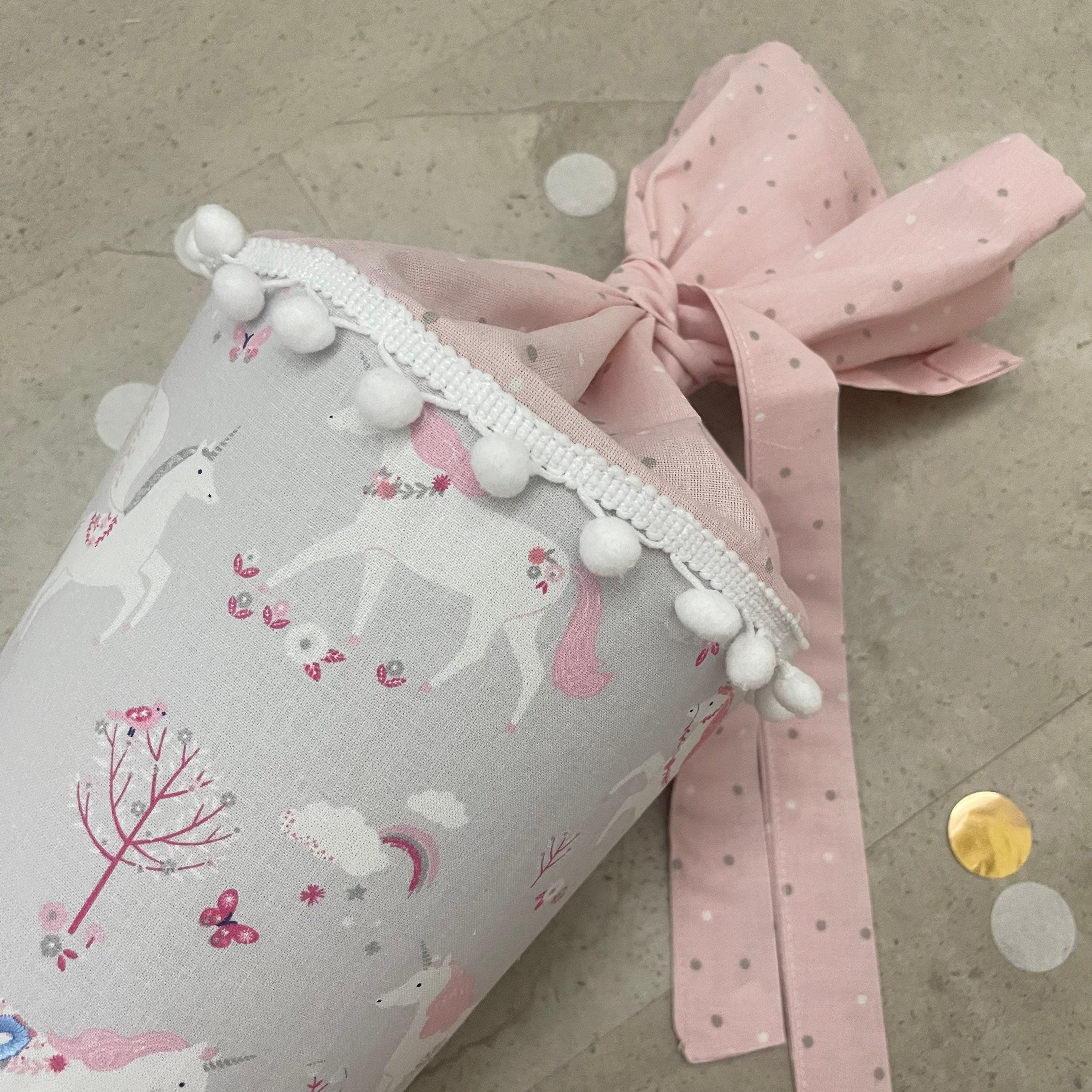 Schultüte Stoff Zuckertüte Einschulung 70cm Handmade Einhorn/Grau