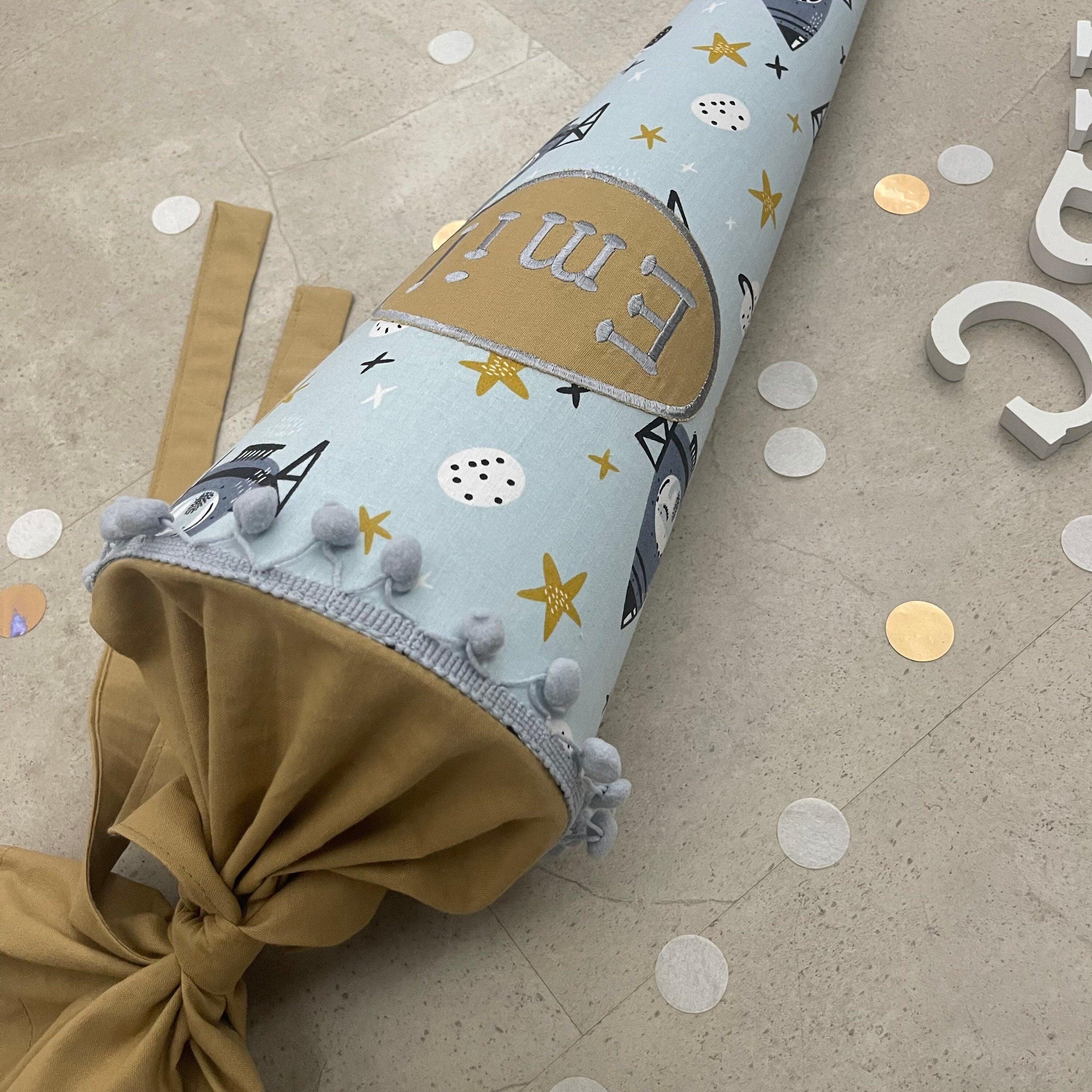 Schultüte Zuckertüte Einschulung Groß 70cm Handmade / Rakete mit Ovalem Kreis