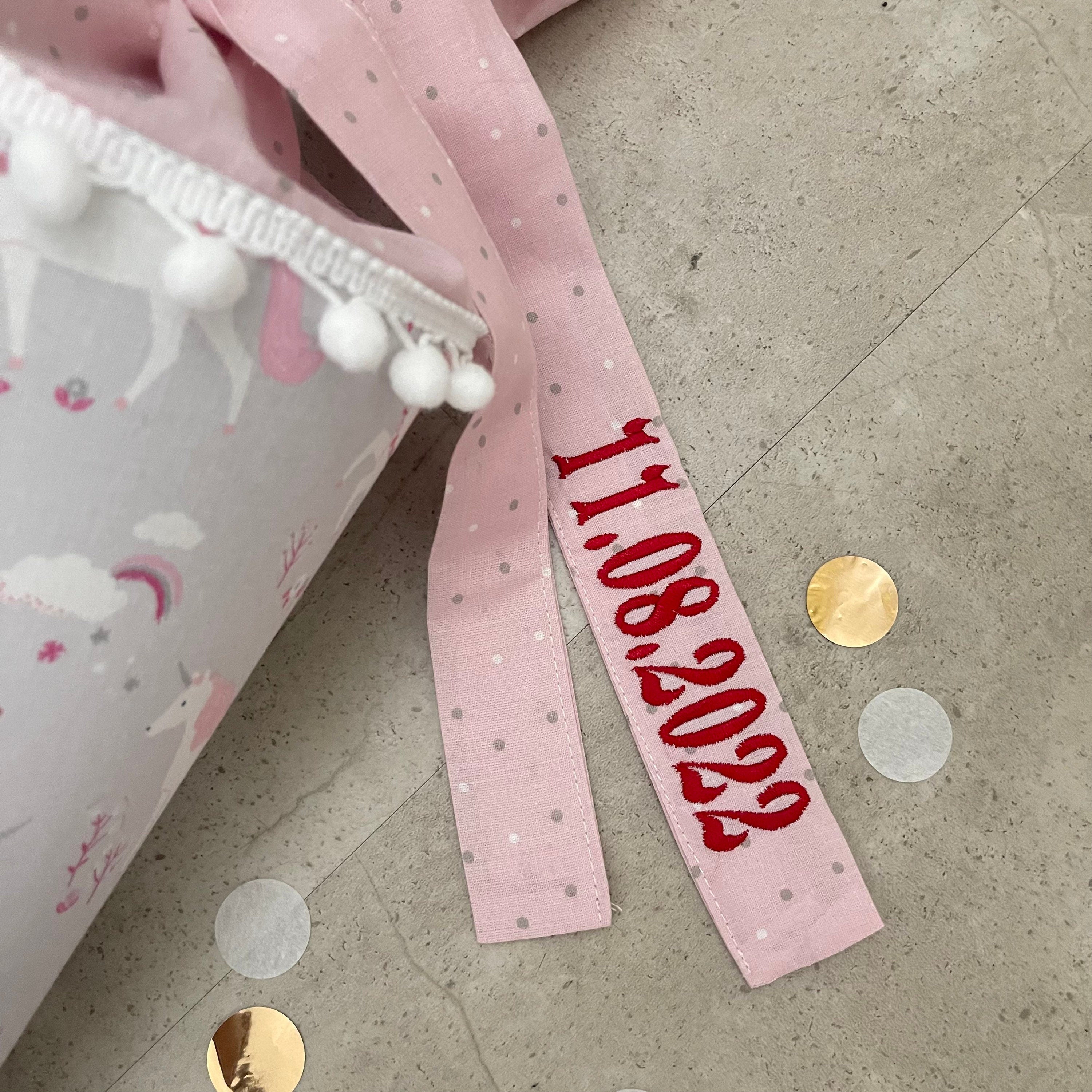 Schultüte Stoff Zuckertüte Einschulung 70cm Handmade Einhorn/Grau