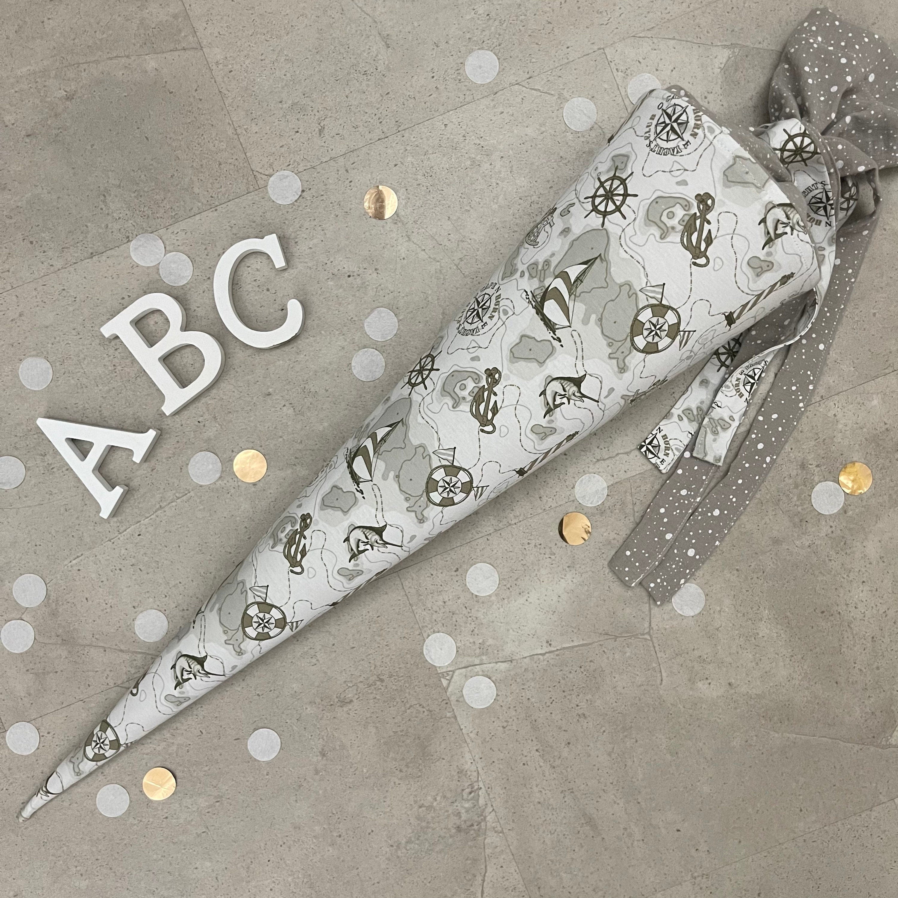 Schultüte Stoff Zuckertüte Einschulung 70cm Handmade Weltkarte