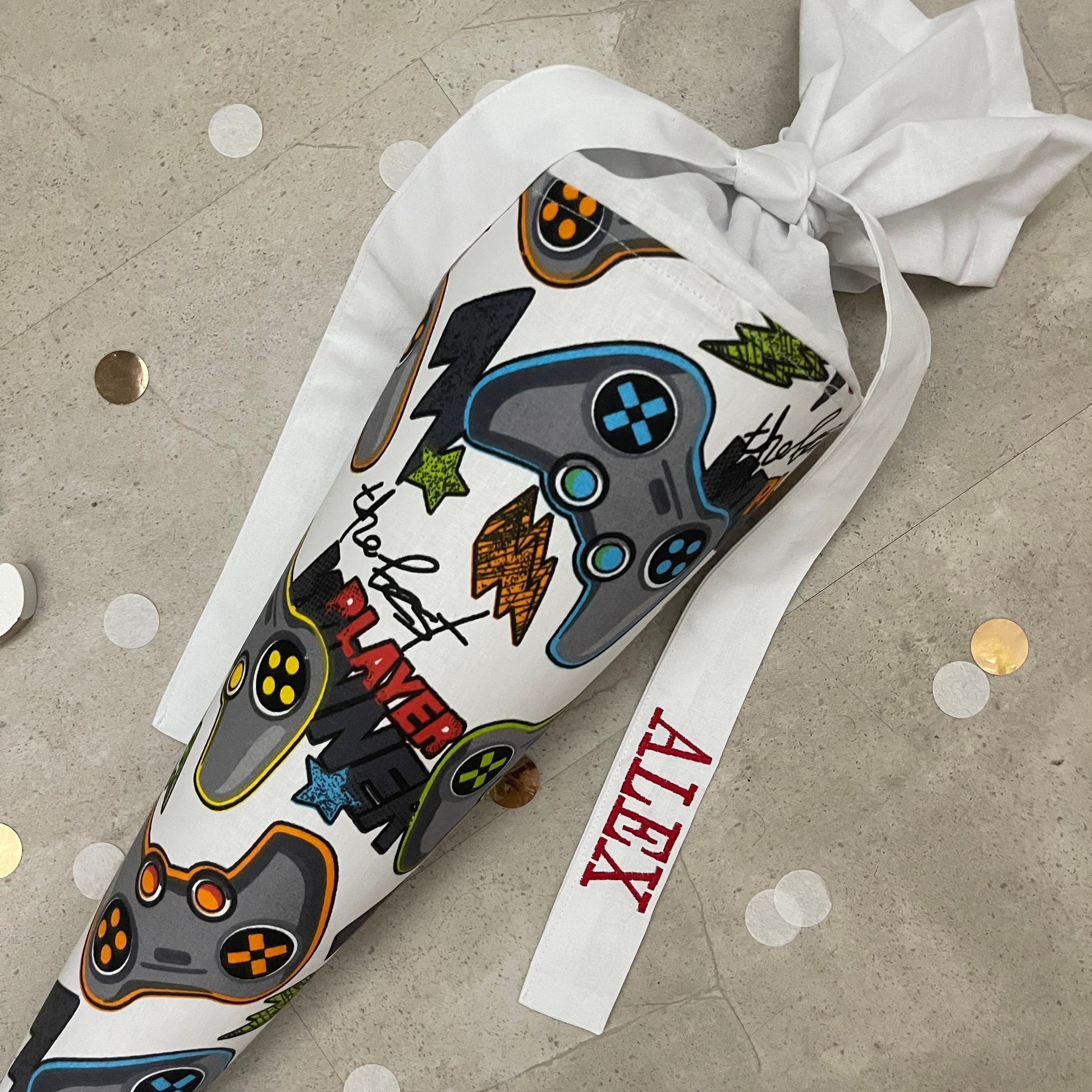 Schultüte Stoff Zuckertüte Einschulung 70cm Handmade Player Konsole