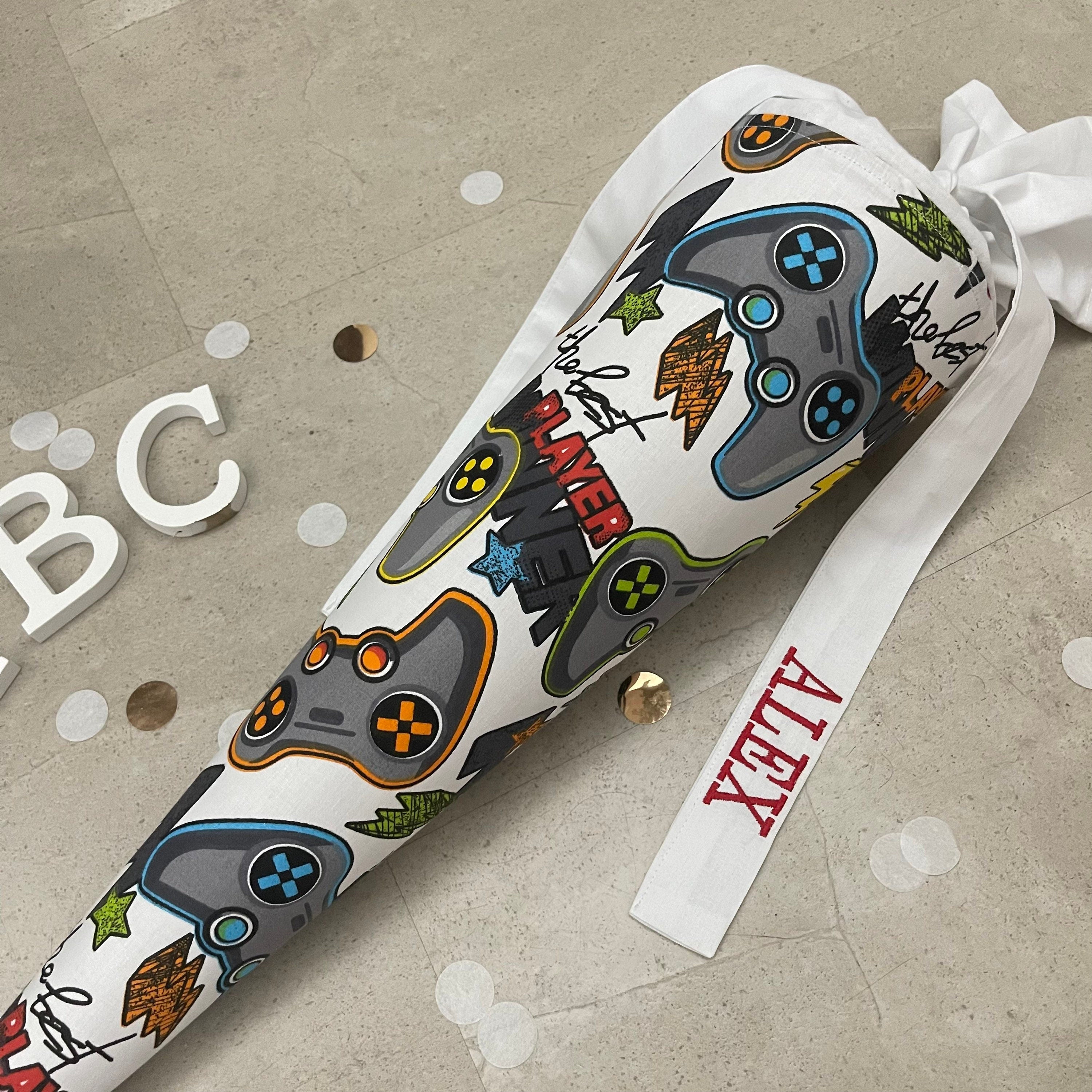 Schultüte Stoff Zuckertüte Einschulung 70cm Handmade Player Konsole