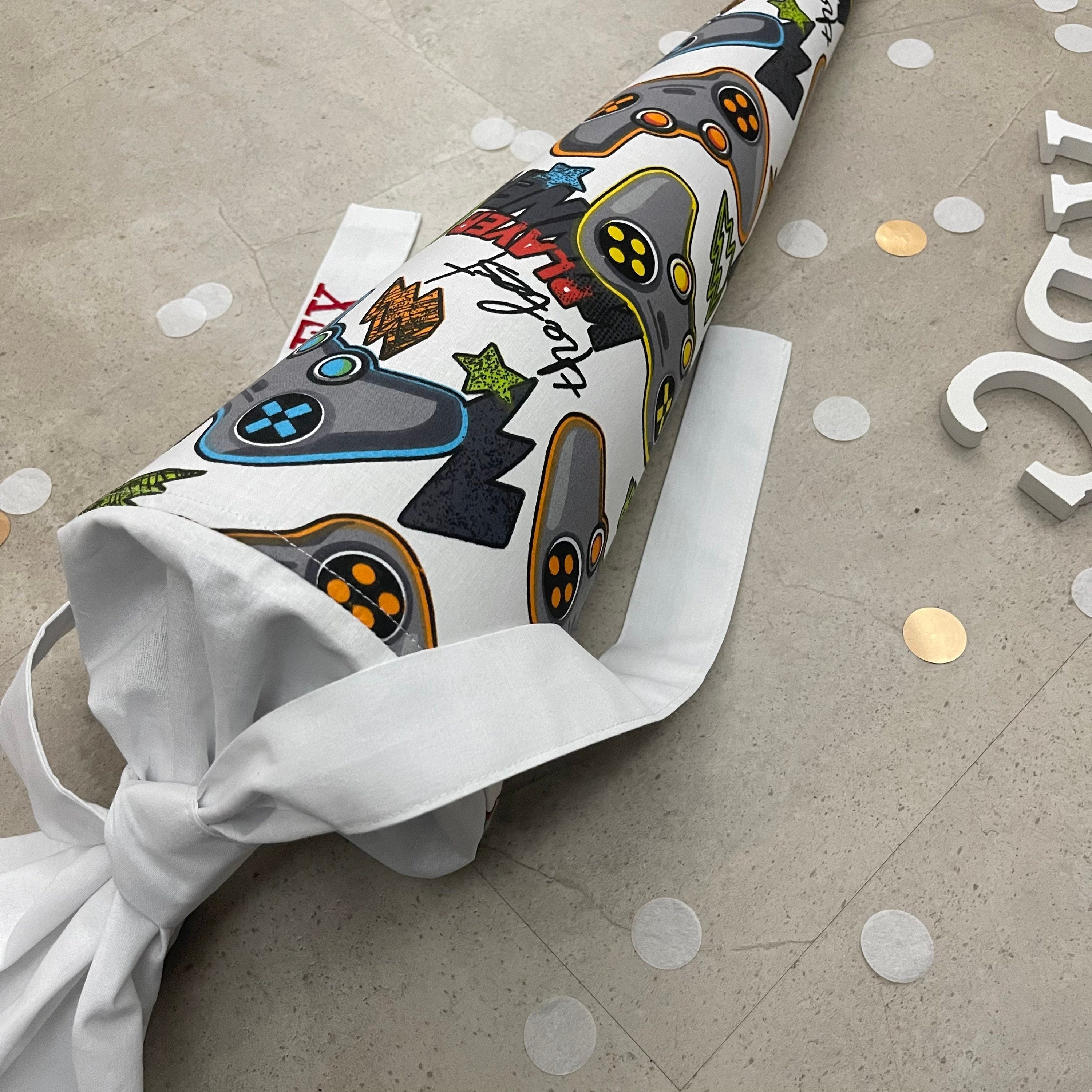 Schultüte Stoff Zuckertüte Einschulung 70cm Handmade Player Konsole